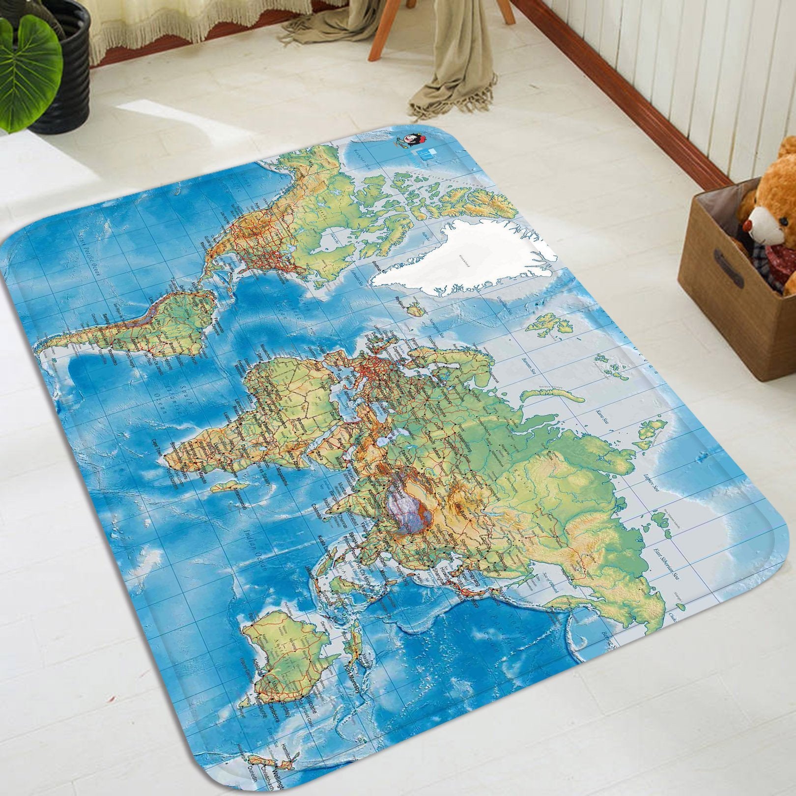 3D World Map 63 Non Slip Rug Mat Mat AJ Creativity Home