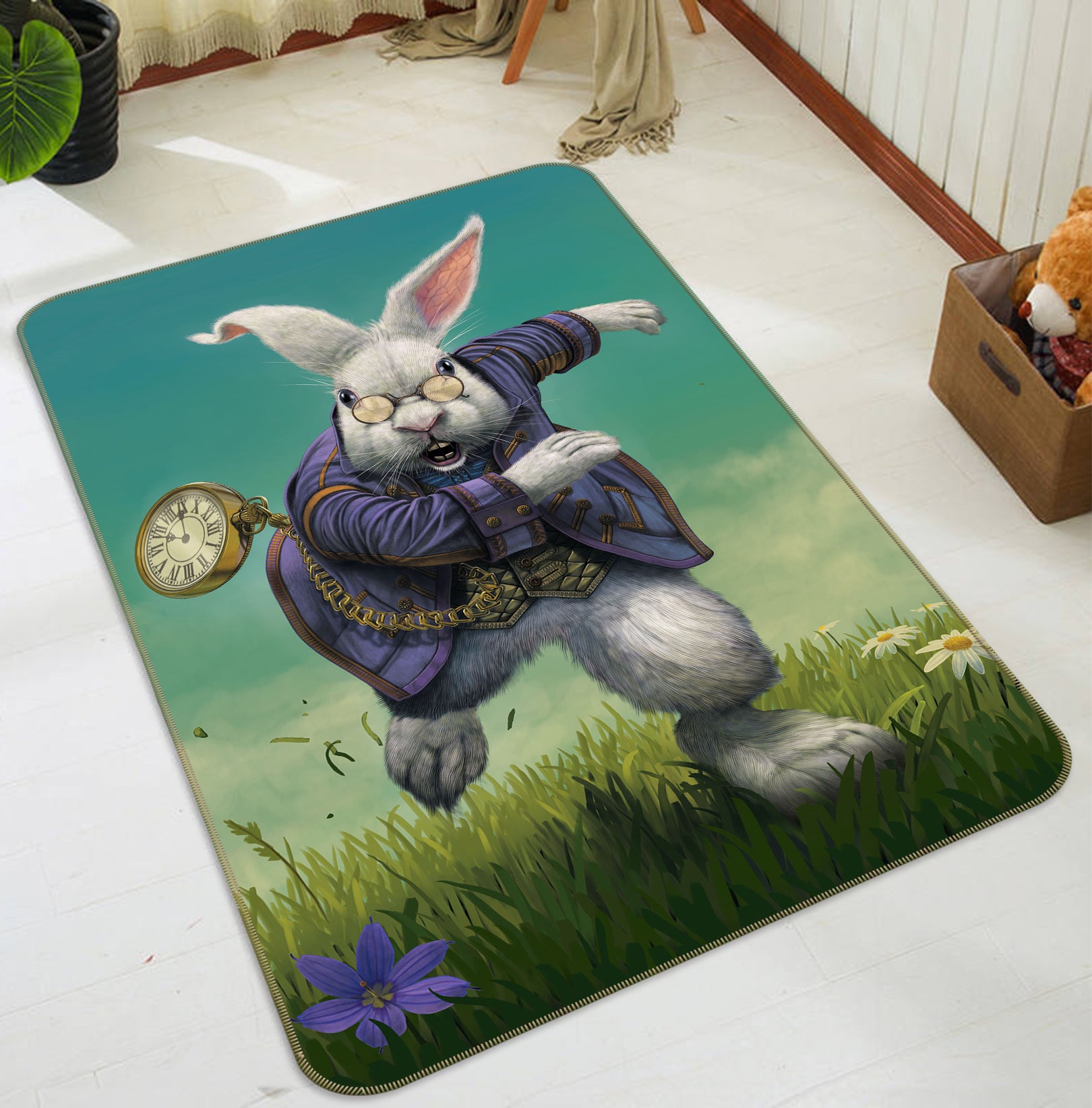 3D White Rabbit 1086 Vincent Hie Rug Non Slip Rug Mat