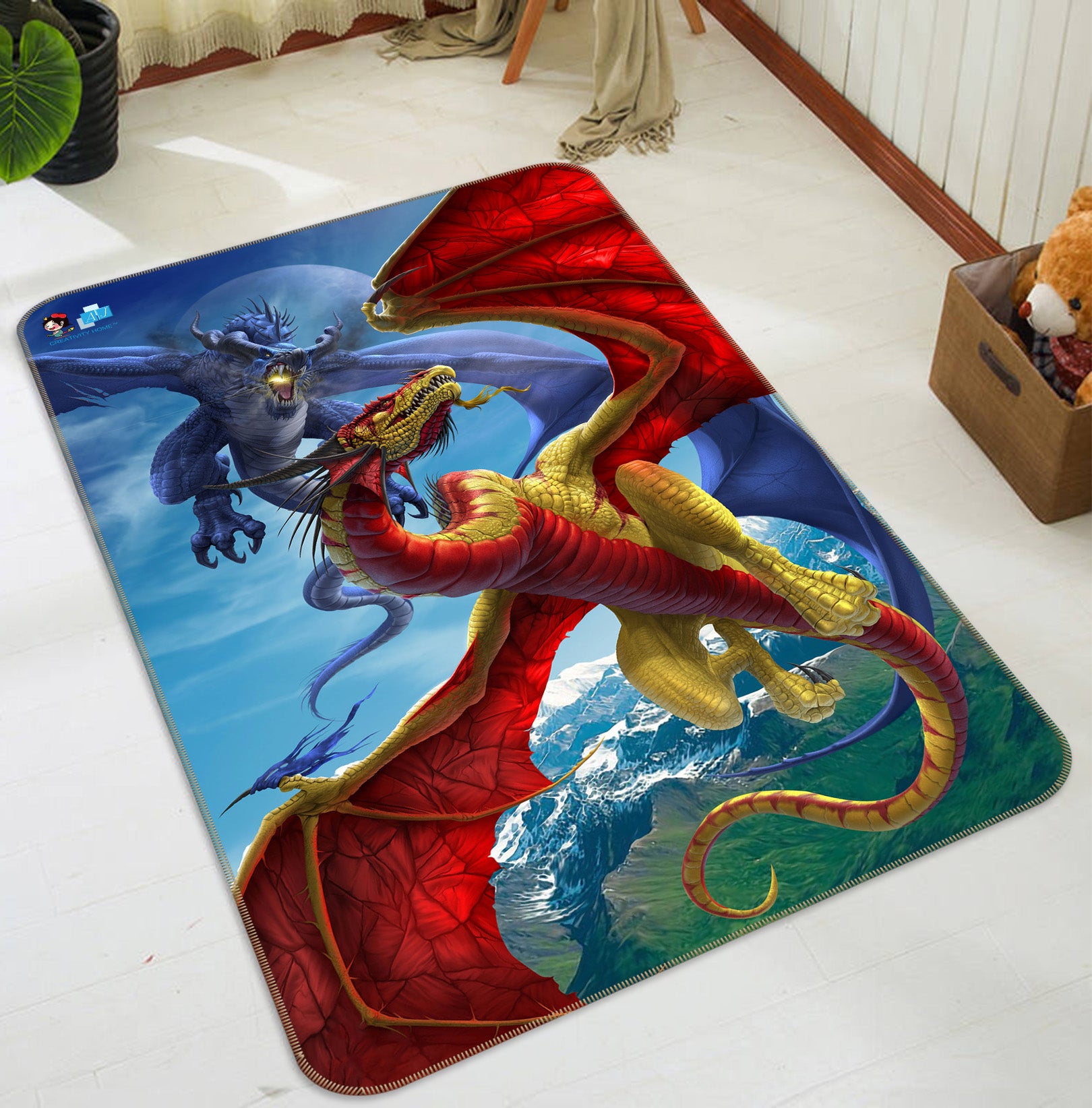 3D Fly Dragon 4146 Tom Wood Rug Non Slip Rug Mat