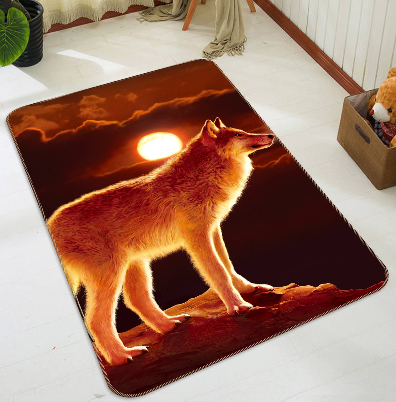 3D Sunset Wolf 1078 Vincent Hie Rug Non Slip Rug Mat