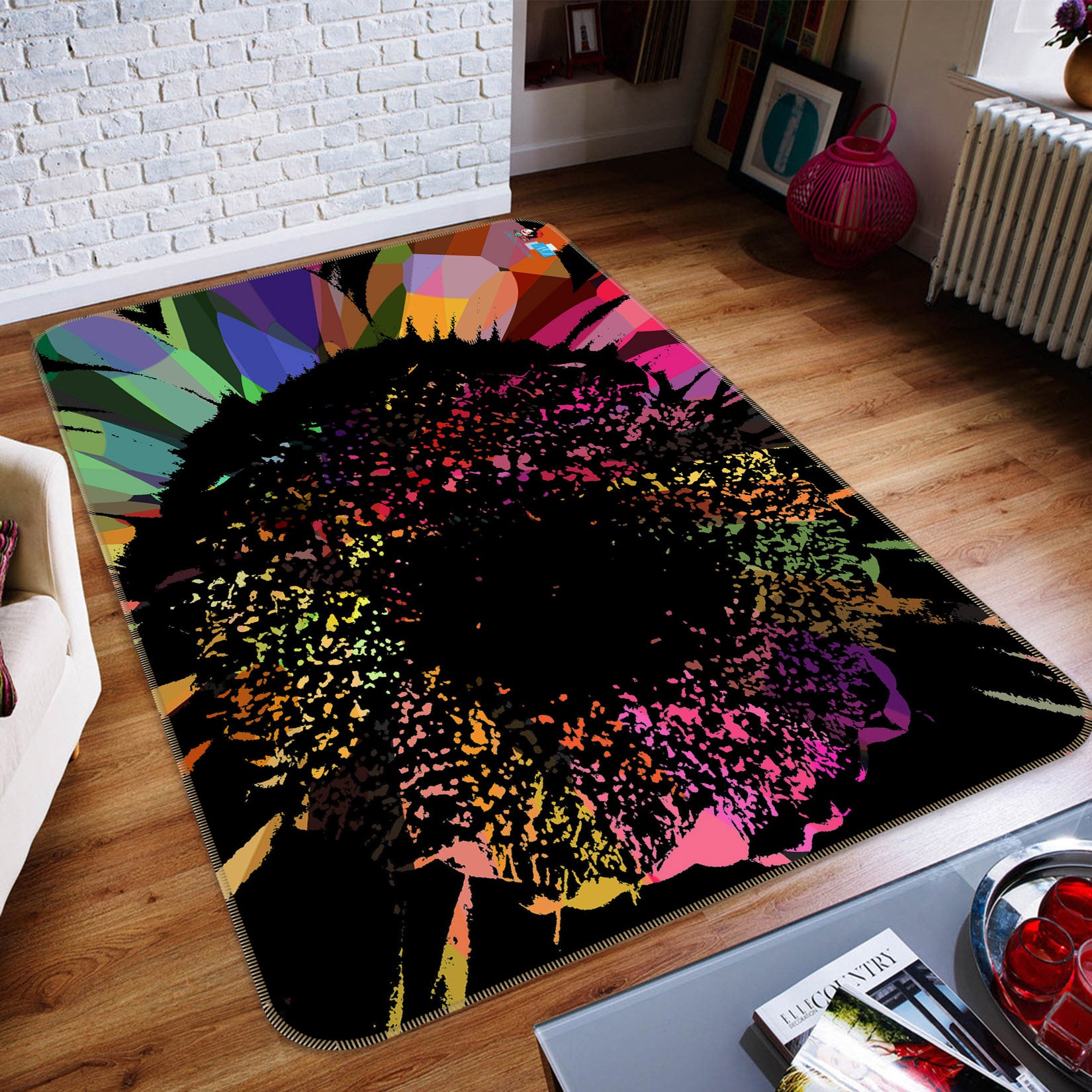 3D Colored Petals 19157 Shandra Smith Rug Non Slip Rug Mat
