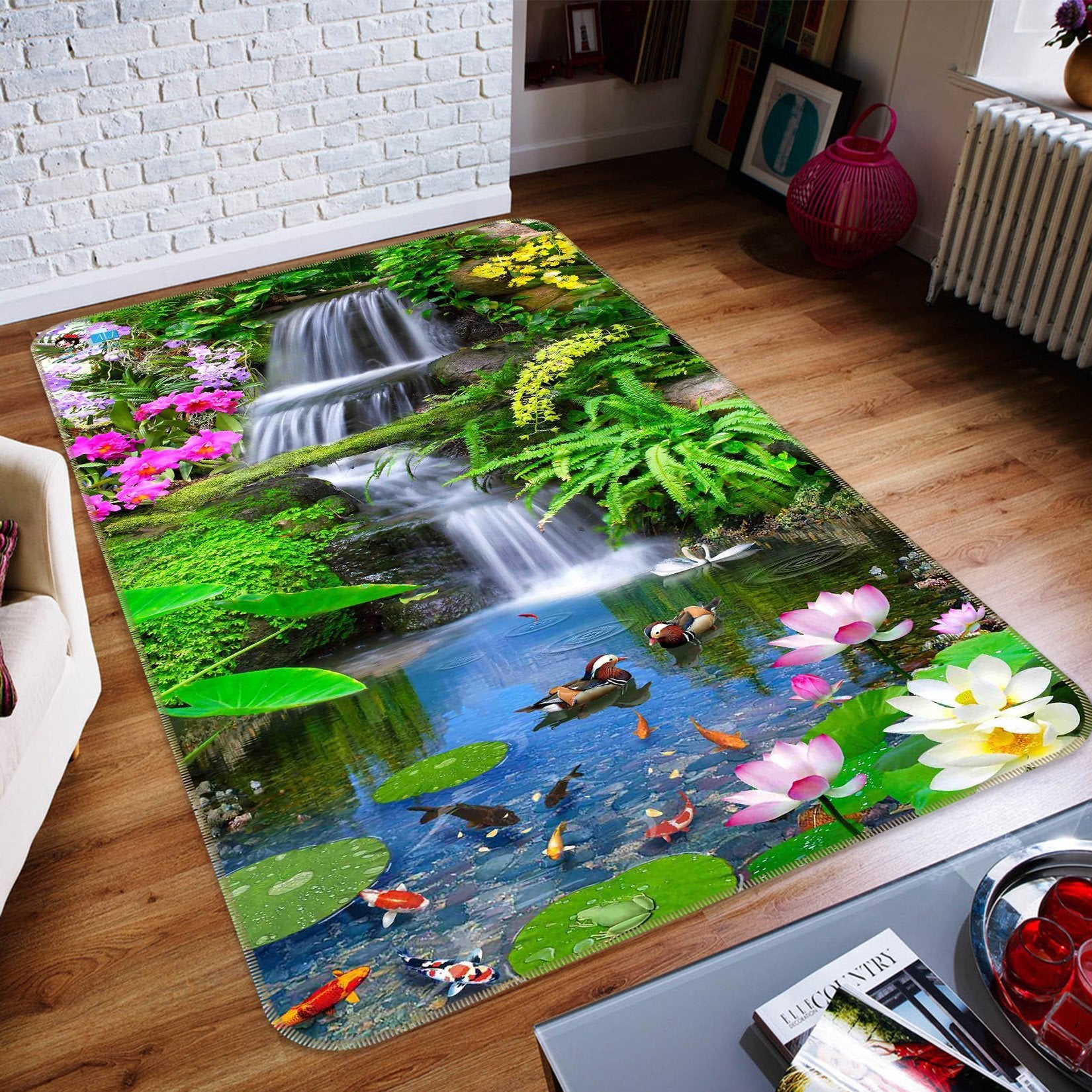 3D Lotus Leaf 025 Non Slip Rug Mat Mat AJ Creativity Home