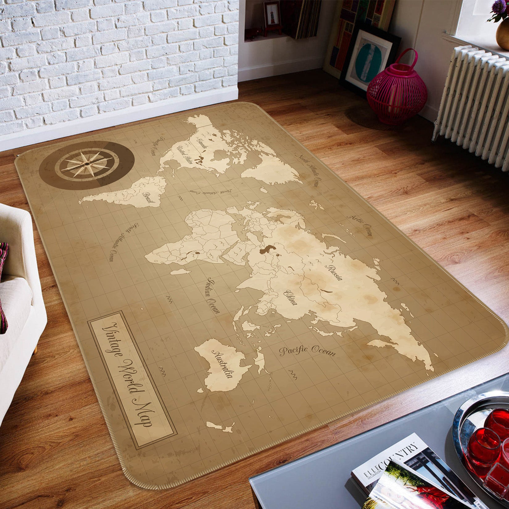 3D Reflection 326 World Map Non Slip Rug Mat