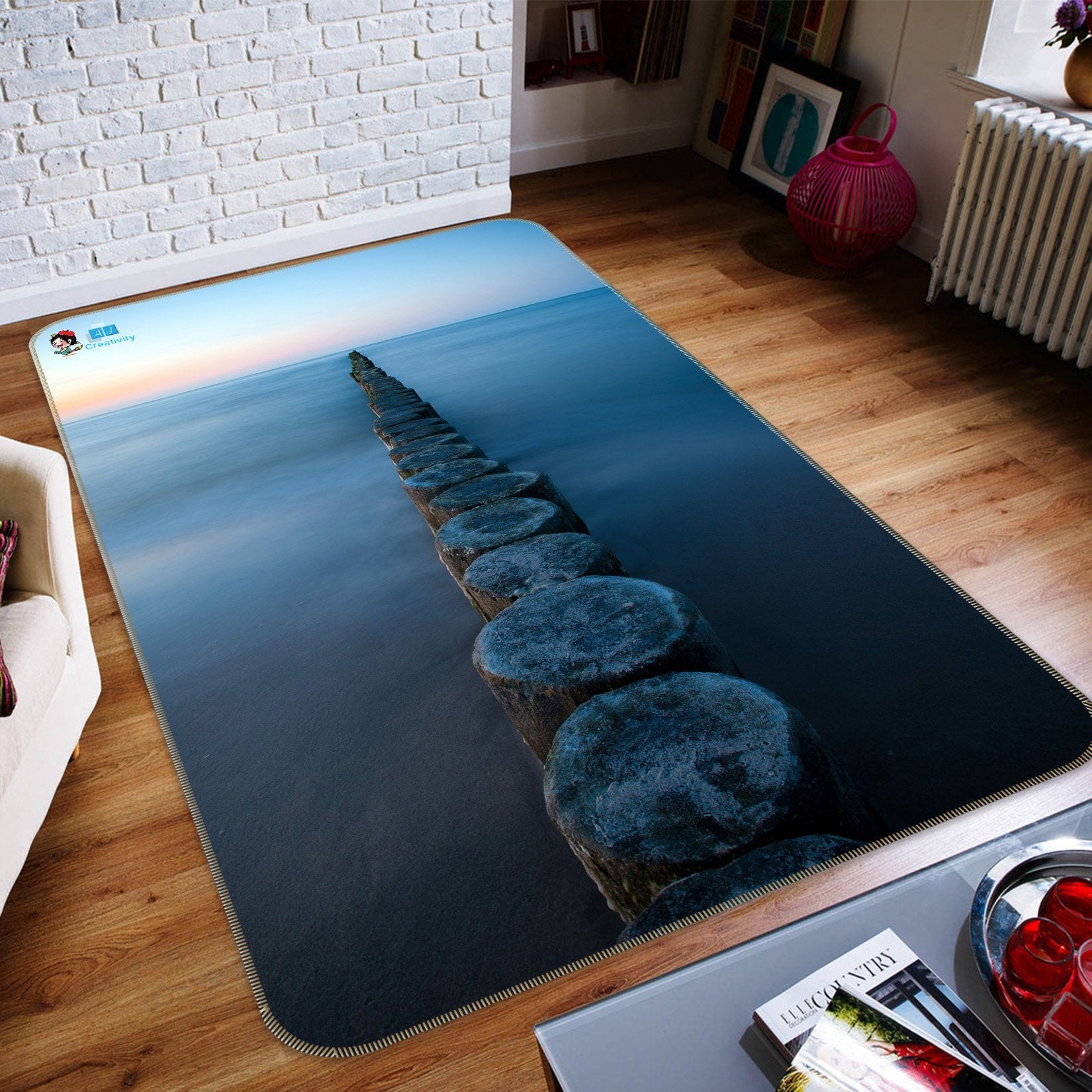 3D Sea Wood Road 182 Non Slip Rug Mat Mat AJ Creativity Home