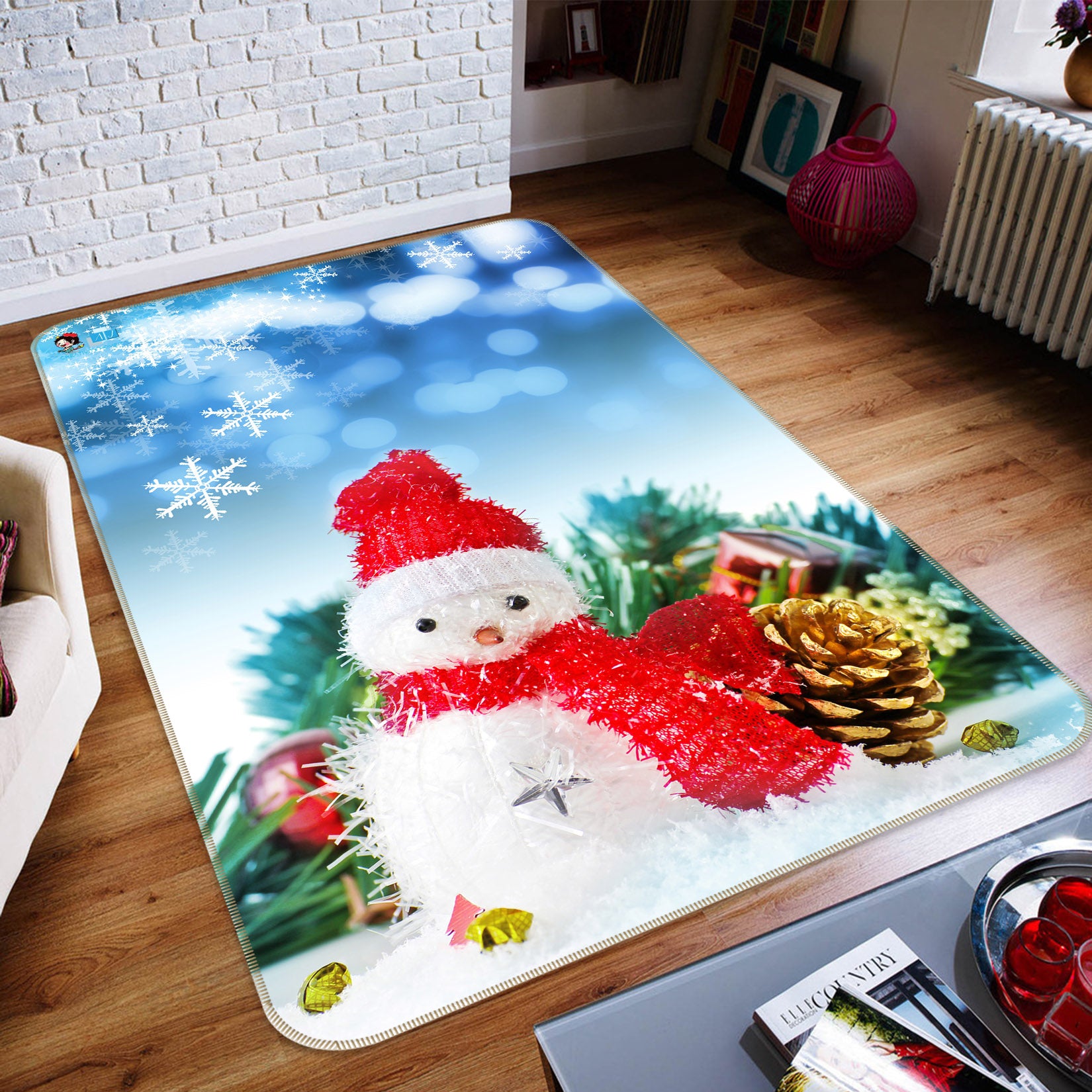3D Snowman Doll 57024 Christmas Non Slip Rug Mat Xmas
