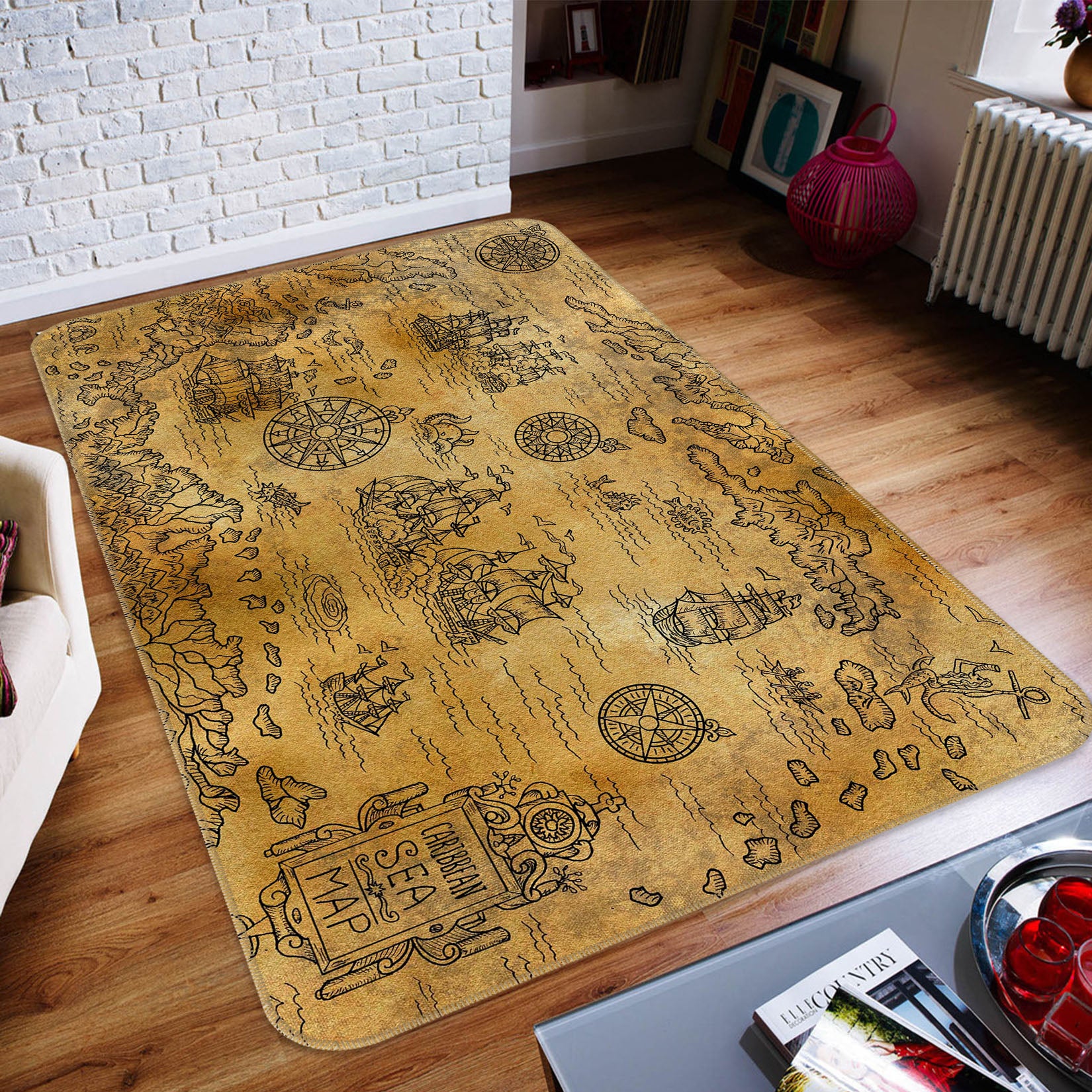 3D Vintage Paper 289 World Map Non Slip Rug Mat