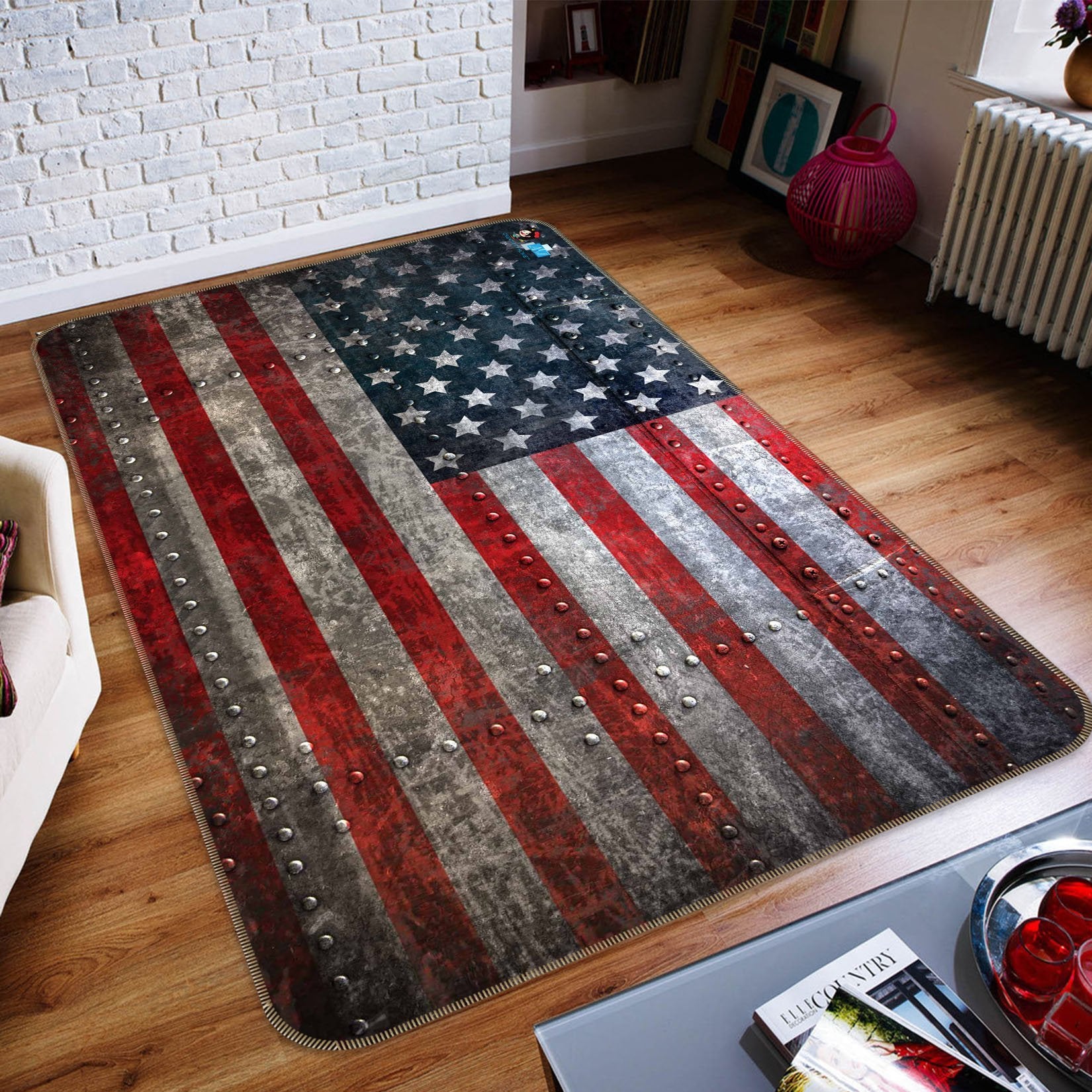 3D American Flag Pattern 172 Non Slip Rug Mat Mat AJ Creativity Home