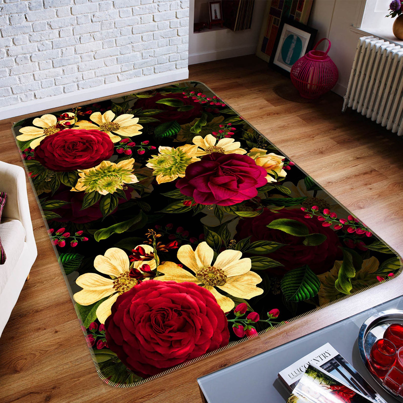 3D Bright Flowers 102 Uta Naumann Rug Non Slip Rug Mat