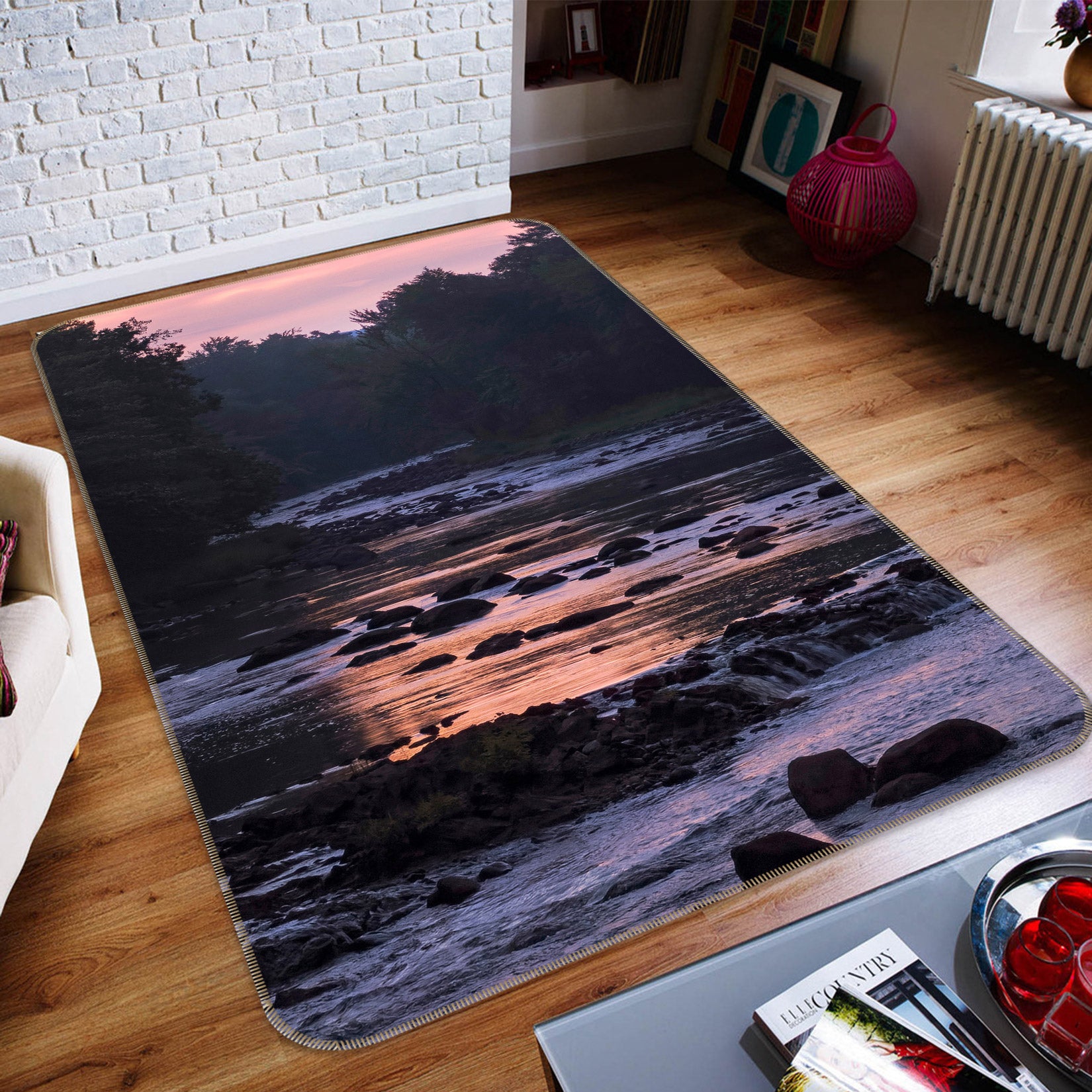 3D Twilight River 1036 Jerry LoFaro Rug Non Slip Rug Mat
