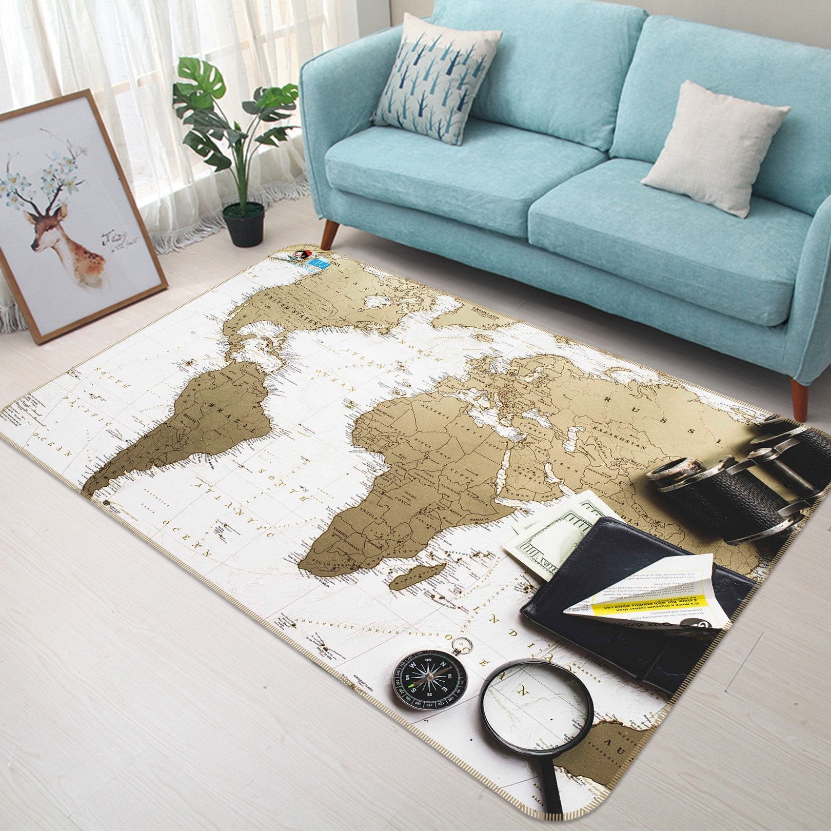 3D Gray Map 288 Non Slip Rug Mat Mat AJ Creativity Home