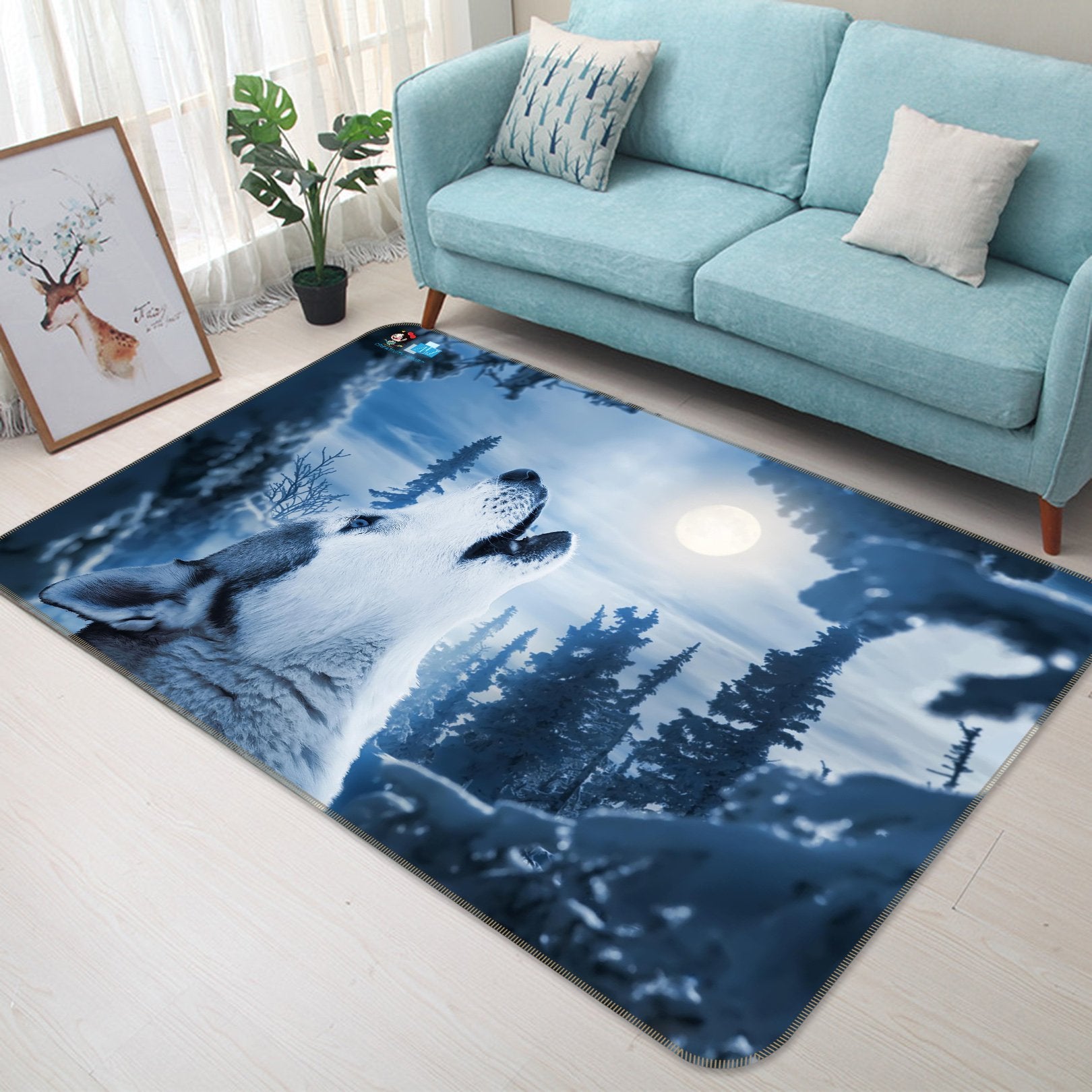 3D Wolf Howling Upward 243 Non Slip Rug Mat Mat AJ Creativity Home