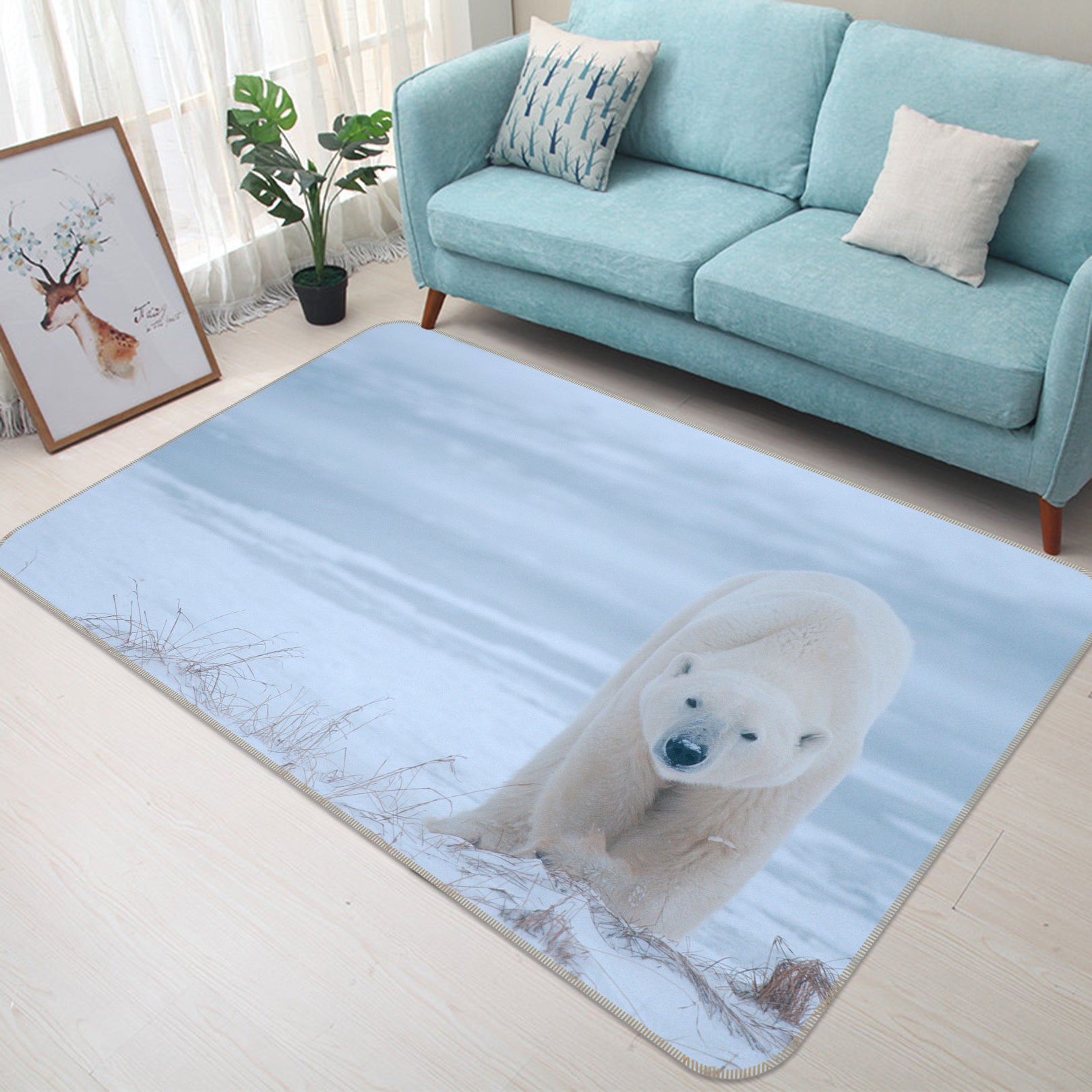 3D Polar Bear Ice 099 Animal Non Slip Rug Mat