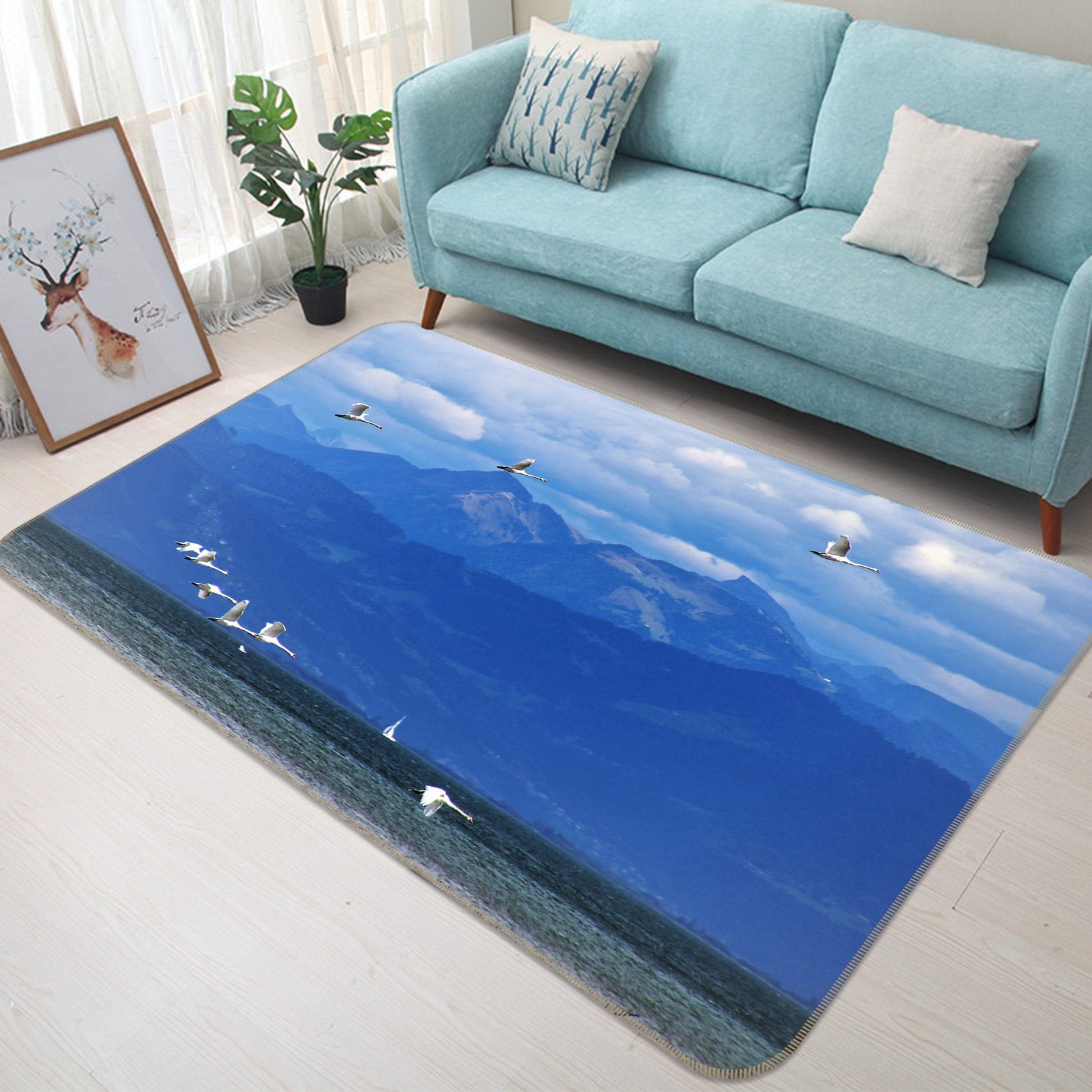 3D Mountain Peak Seabird 576 Animal Non Slip Rug Mat Mat AJ Creativity Home