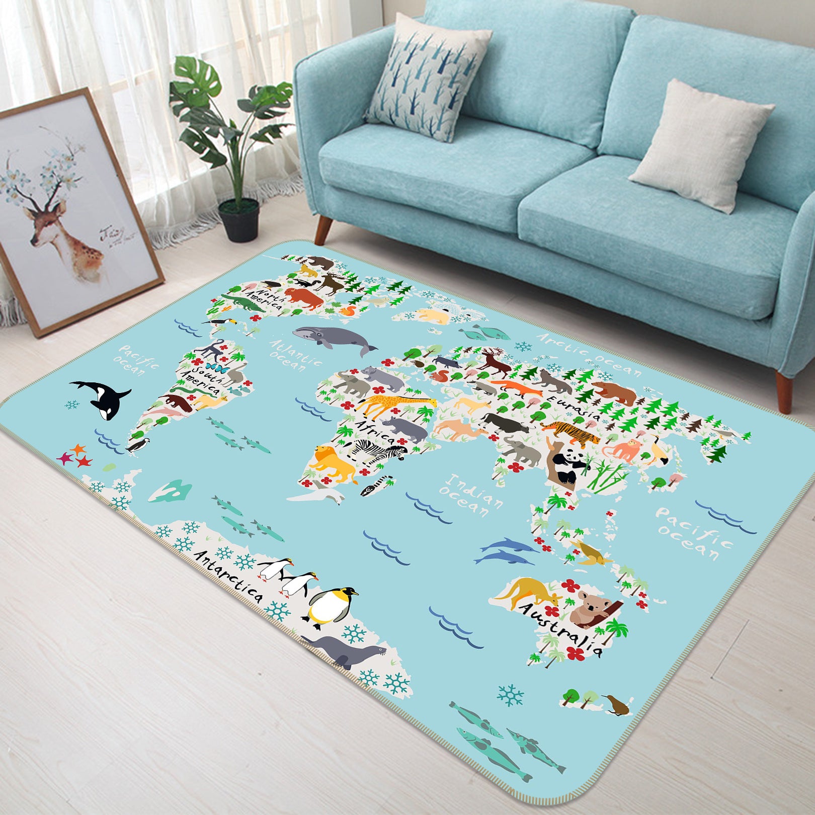 3D Rich Territory 234 World Map Non Slip Rug Mat