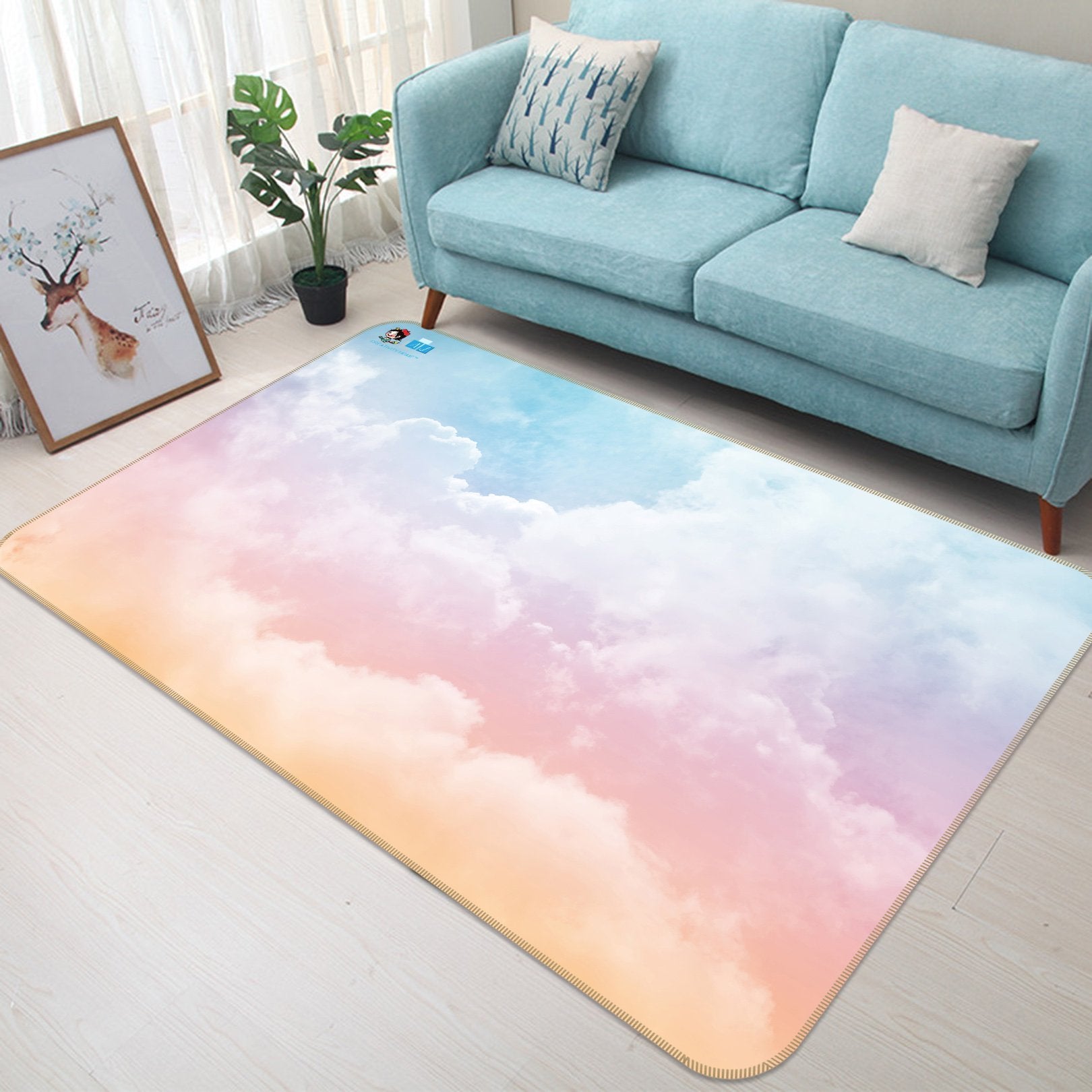 3D Gradient Cloud 087 Non Slip Rug Mat Mat AJ Creativity Home