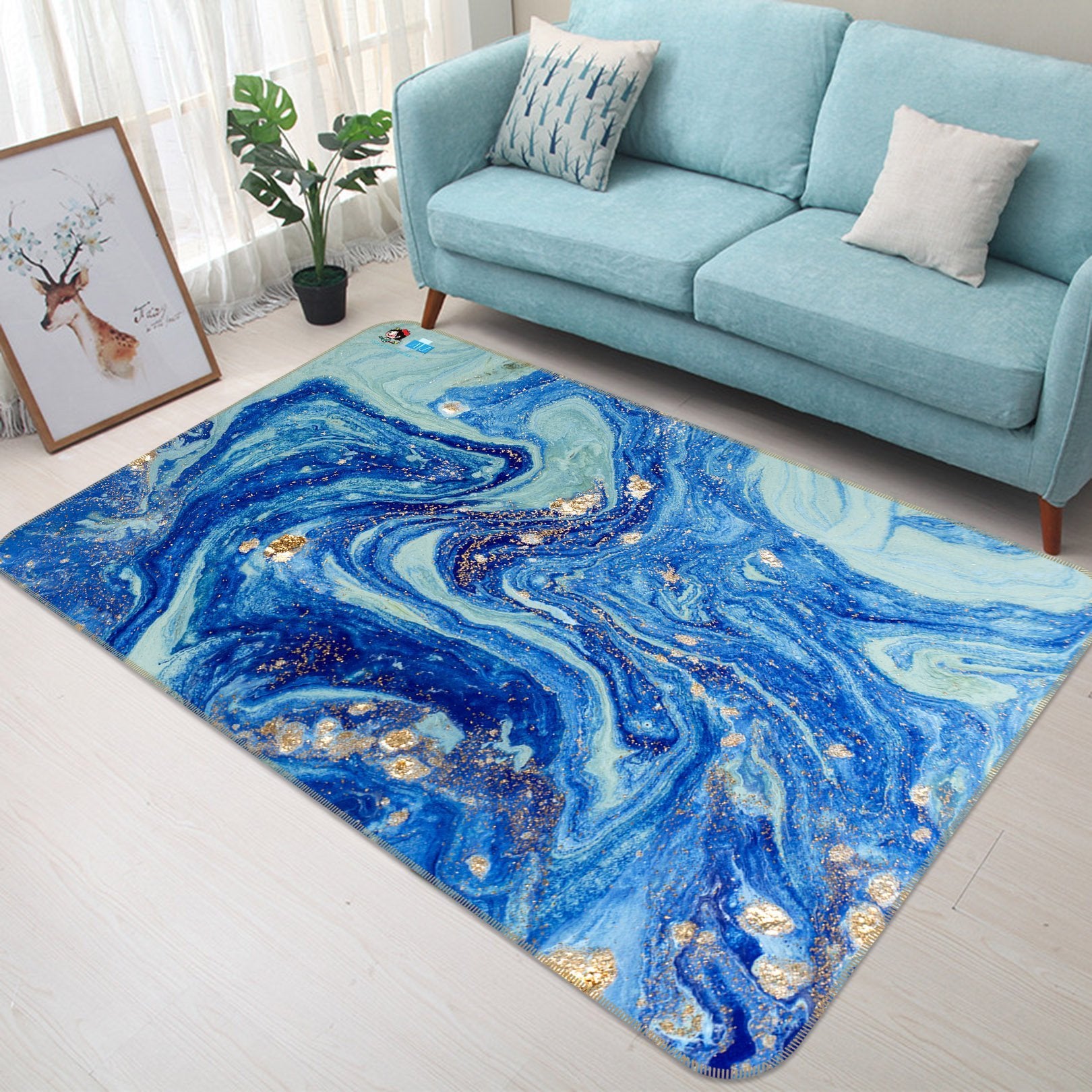 3D Blue Gradient Wave 47 Non Slip Rug Mat Mat AJ Creativity Home