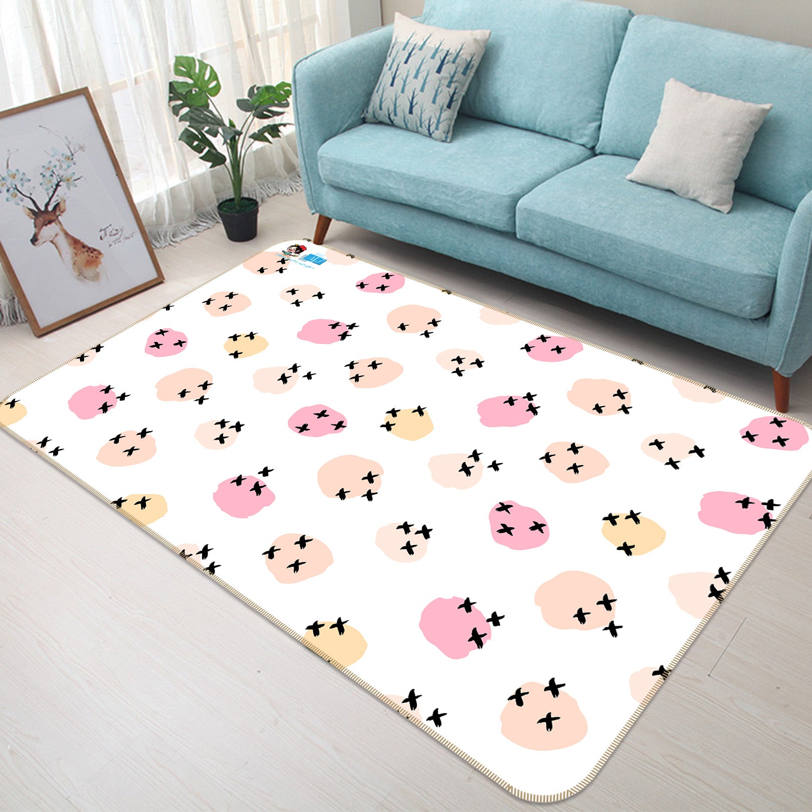 3D Pink Polka Dots 107140 Kashmira Jayaprakash Rug Non Slip Rug Mat