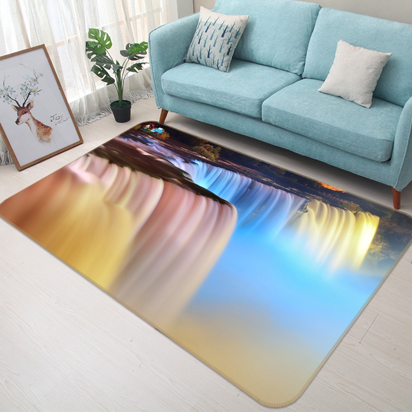 3D Colored Waterfall 371 Non Slip Rug Mat Mat AJ Creativity Home