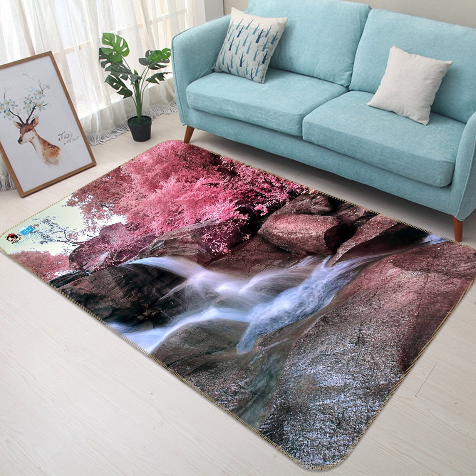 3D River Cherry Blossom 040 Non Slip Rug Mat Mat AJ Creativity Home