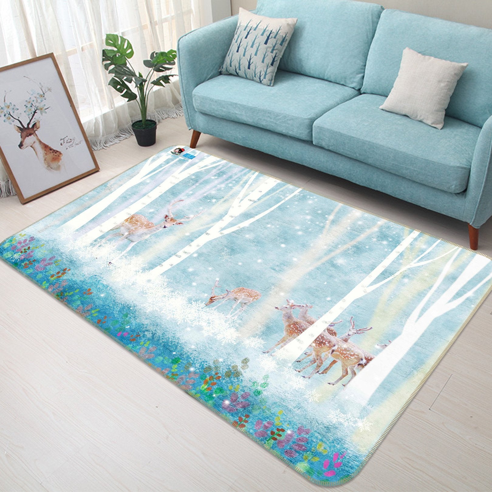 3D Hand Drawn Deer 729 Non Slip Rug Mat Mat AJ Creativity Home