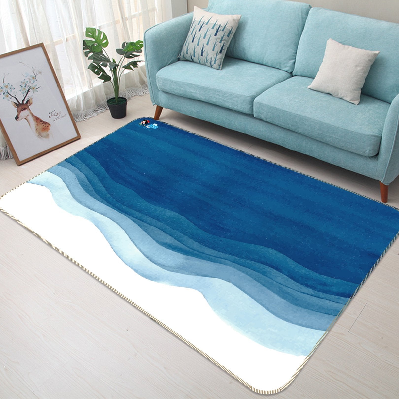 3D Blue Wave 012 Non Slip Rug Mat Mat AJ Creativity Home