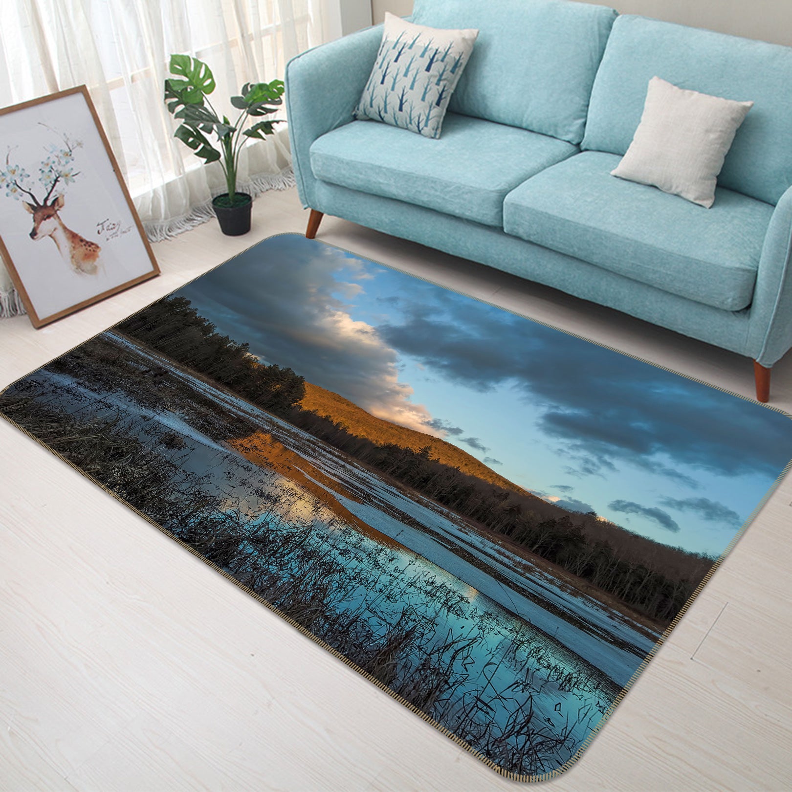 3D Winter Marsh 1031 Jerry LoFaro Rug Non Slip Rug Mat