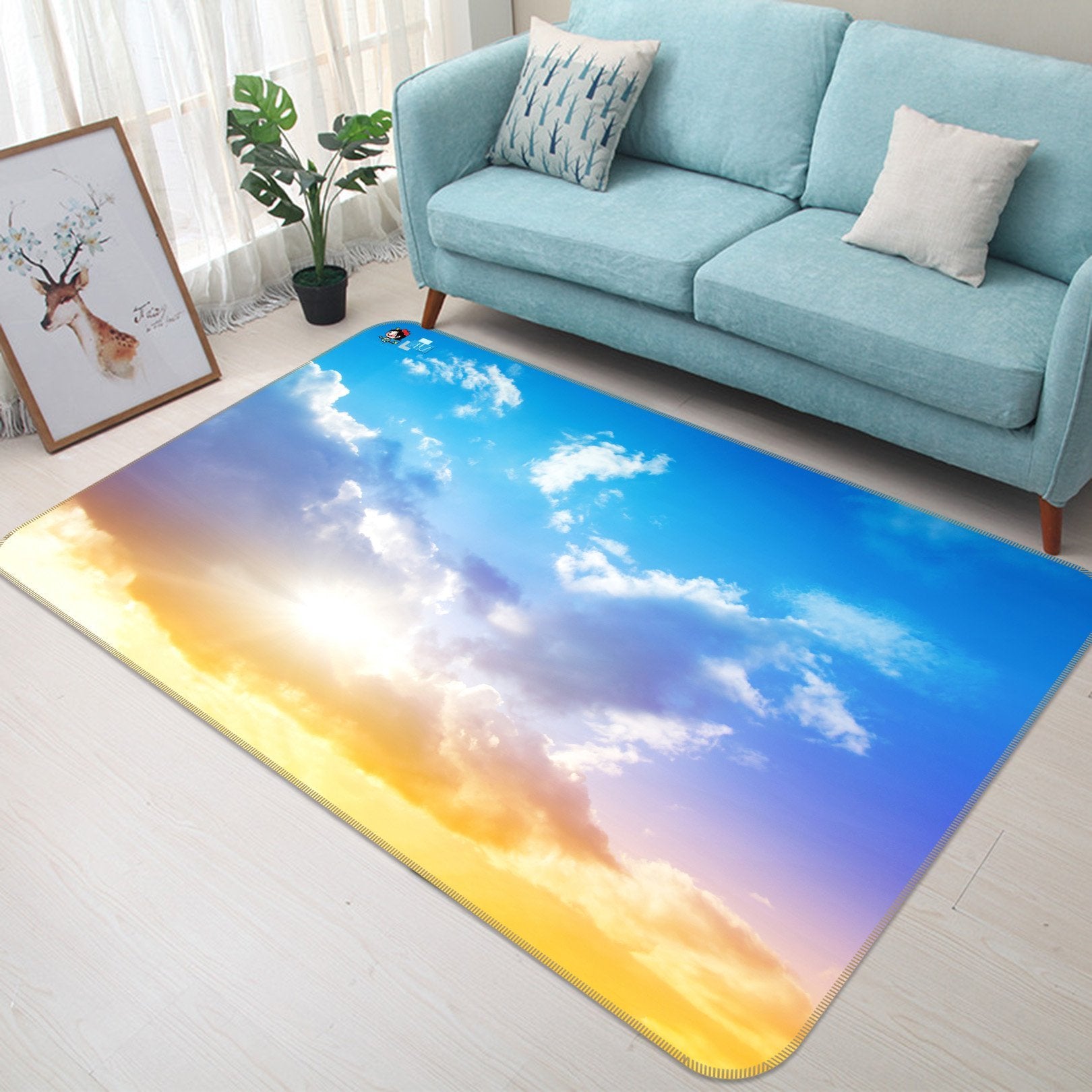 3D Sunset Clouds 750 Non Slip Rug Mat Mat AJ Creativity Home