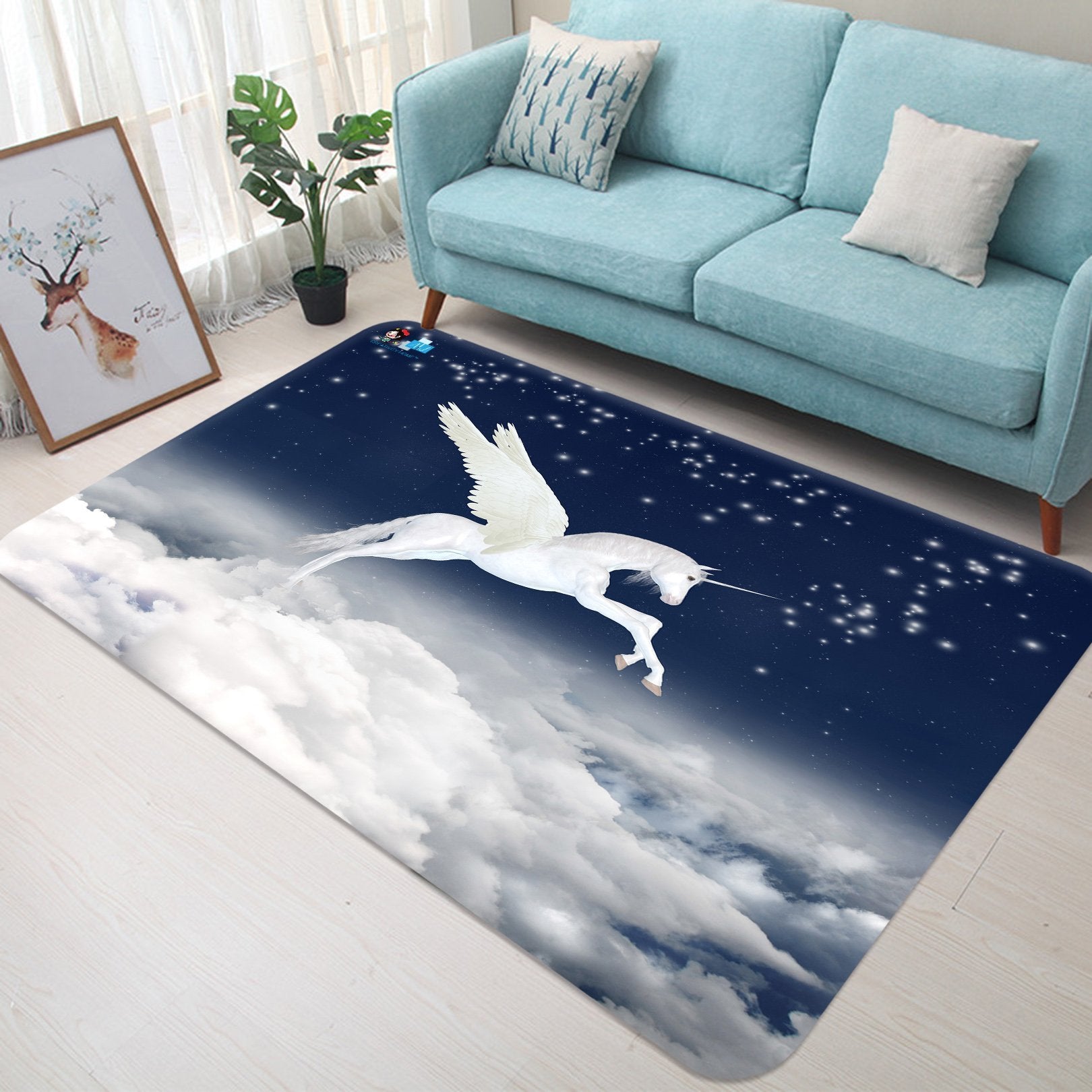 3D Jumping Stars Unicorn 43 Non Slip Rug Mat Mat AJ Creativity Home