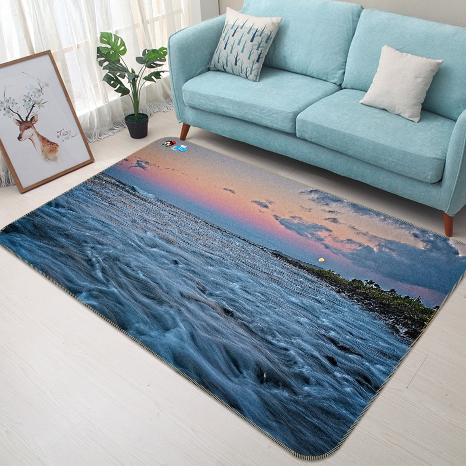 3D Sea Waves 62211 Kathy Barefield Rug Non Slip Rug Mat