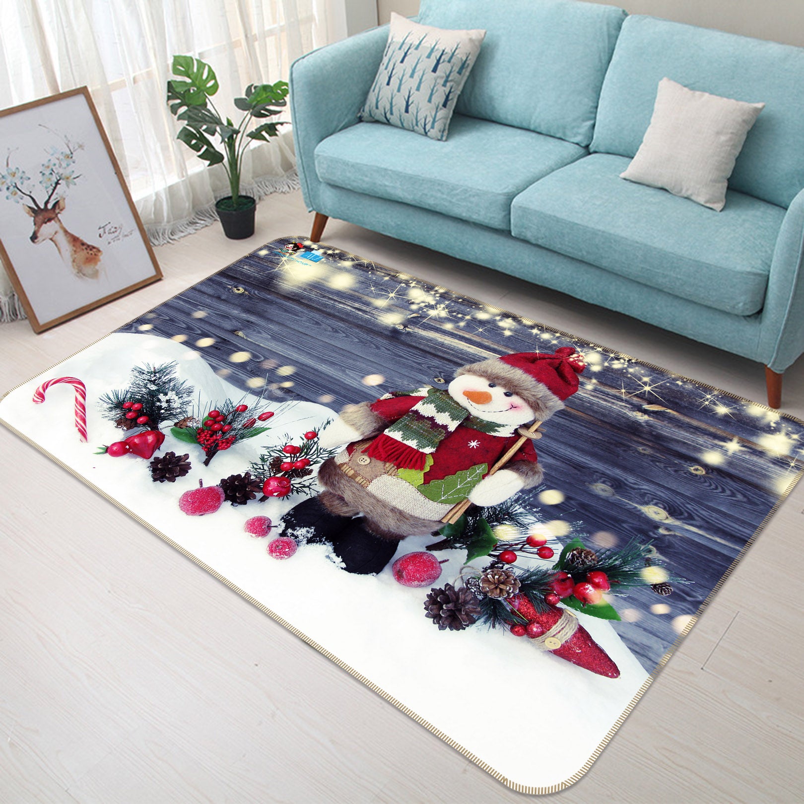 3D Snowman Doll 56252 Christmas Non Slip Rug Mat Xmas