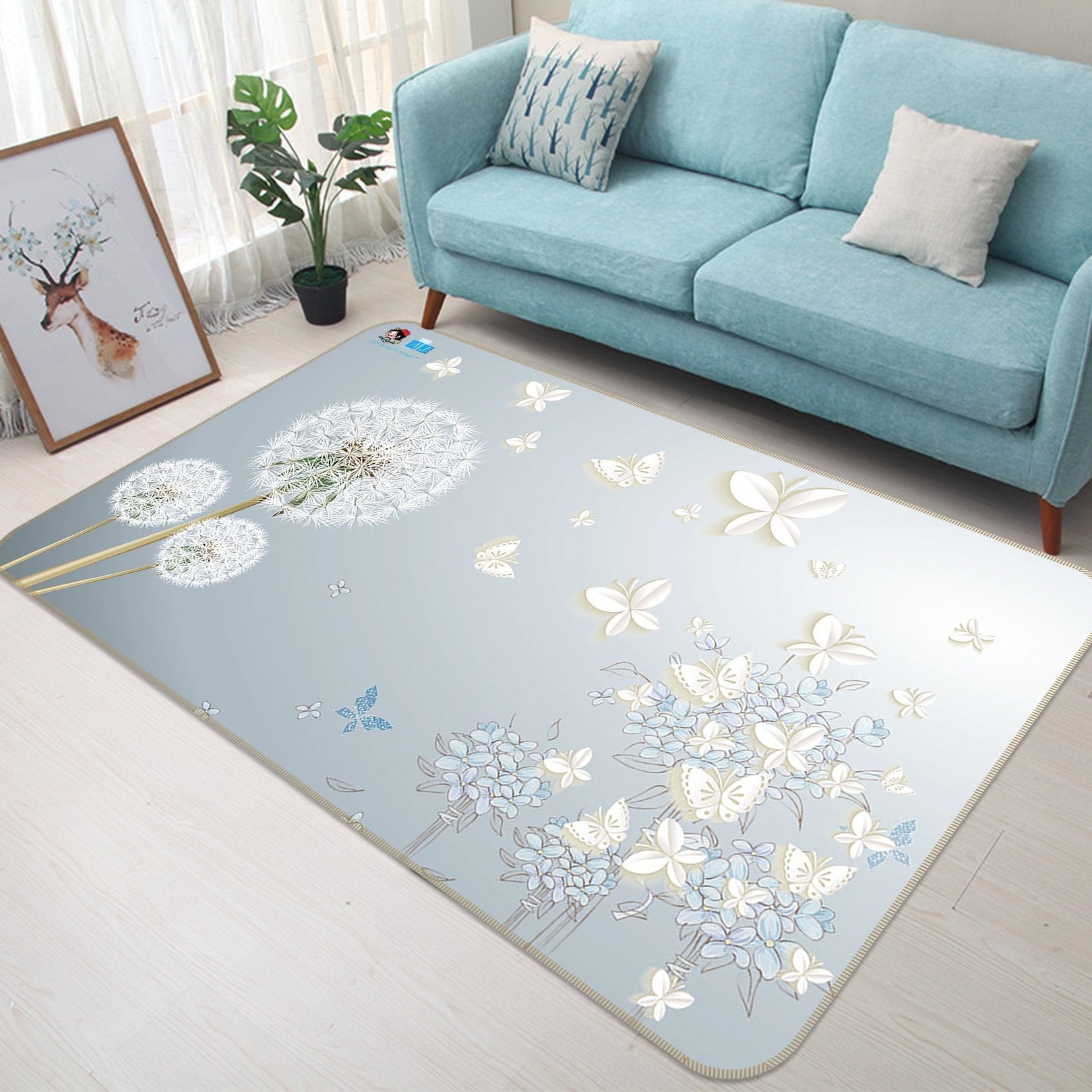3D Dandelion Butterfly 451 Non Slip Rug Mat Mat AJ Creativity Home
