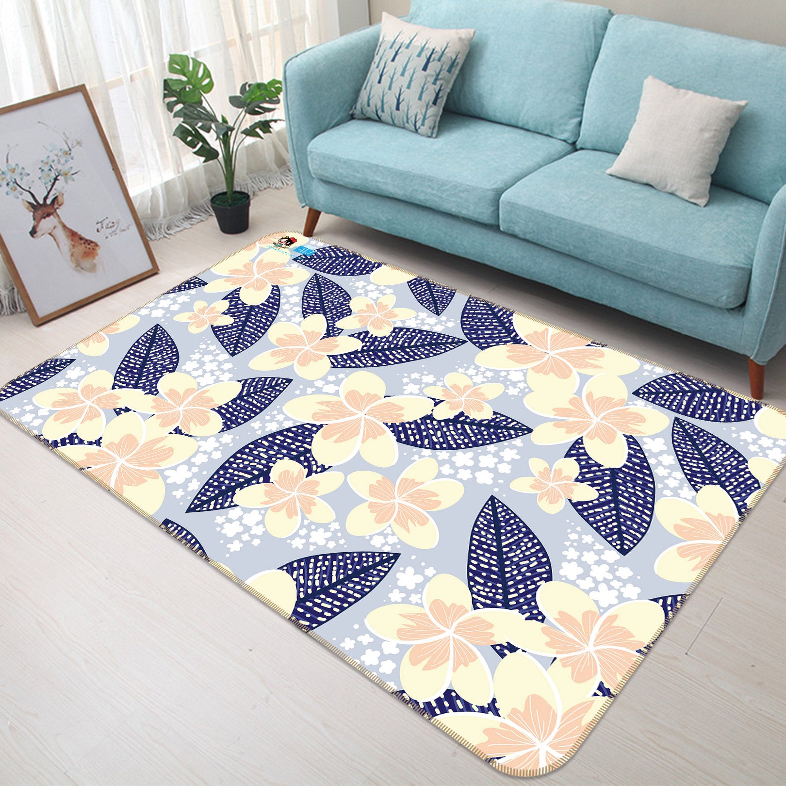 3D Pink Flowers Leaves 10762 Kashmira Jayaprakash Rug Non Slip Rug Mat