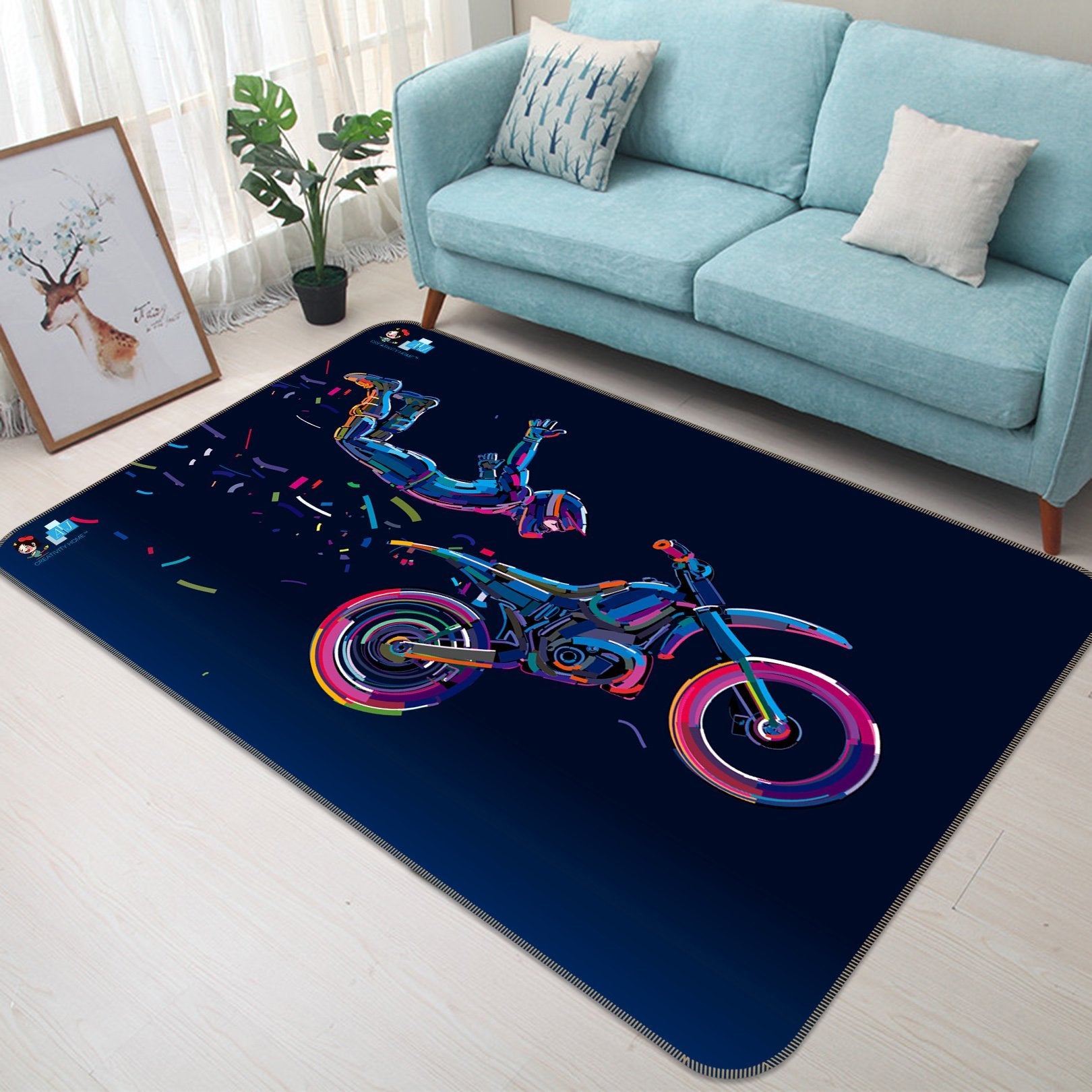 3D Motorcycle Rider 161 Non Slip Rug Mat Mat AJ Creativity Home