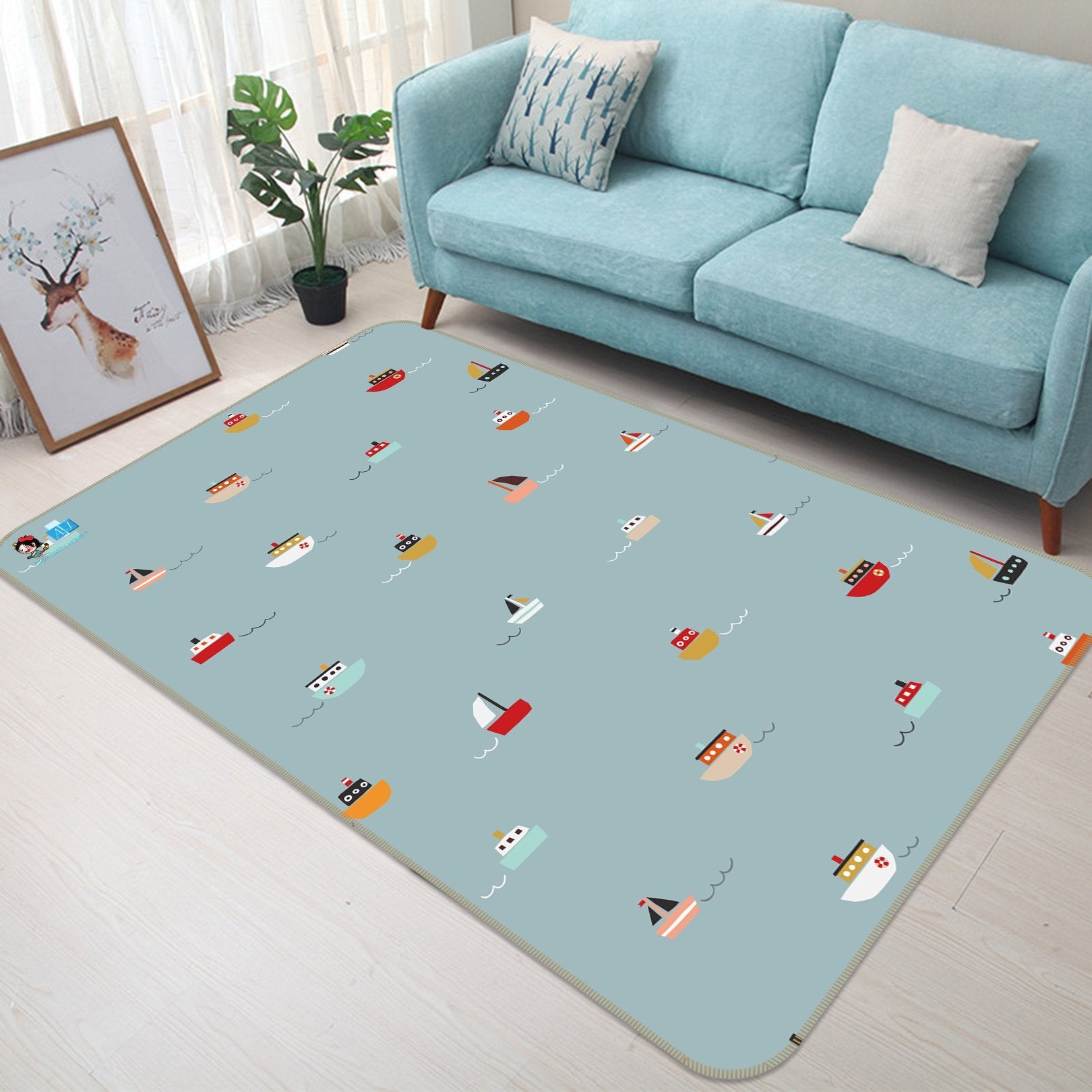 3D Cartoon Ship 006 Non Slip Rug Mat Mat AJ Creativity Home