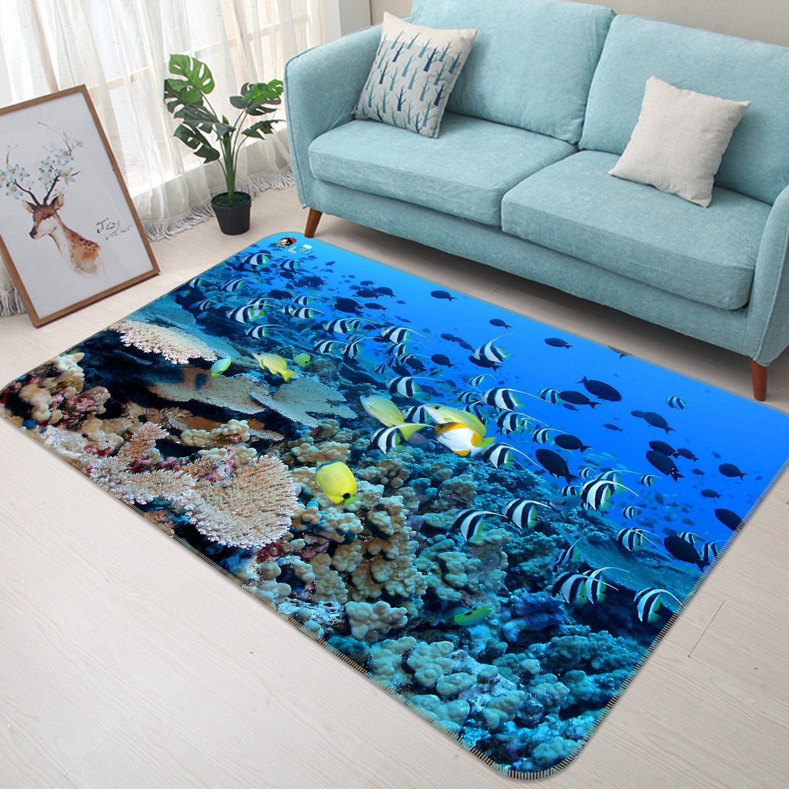 3D Fish School 551 Non Slip Rug Mat Mat AJ Creativity Home