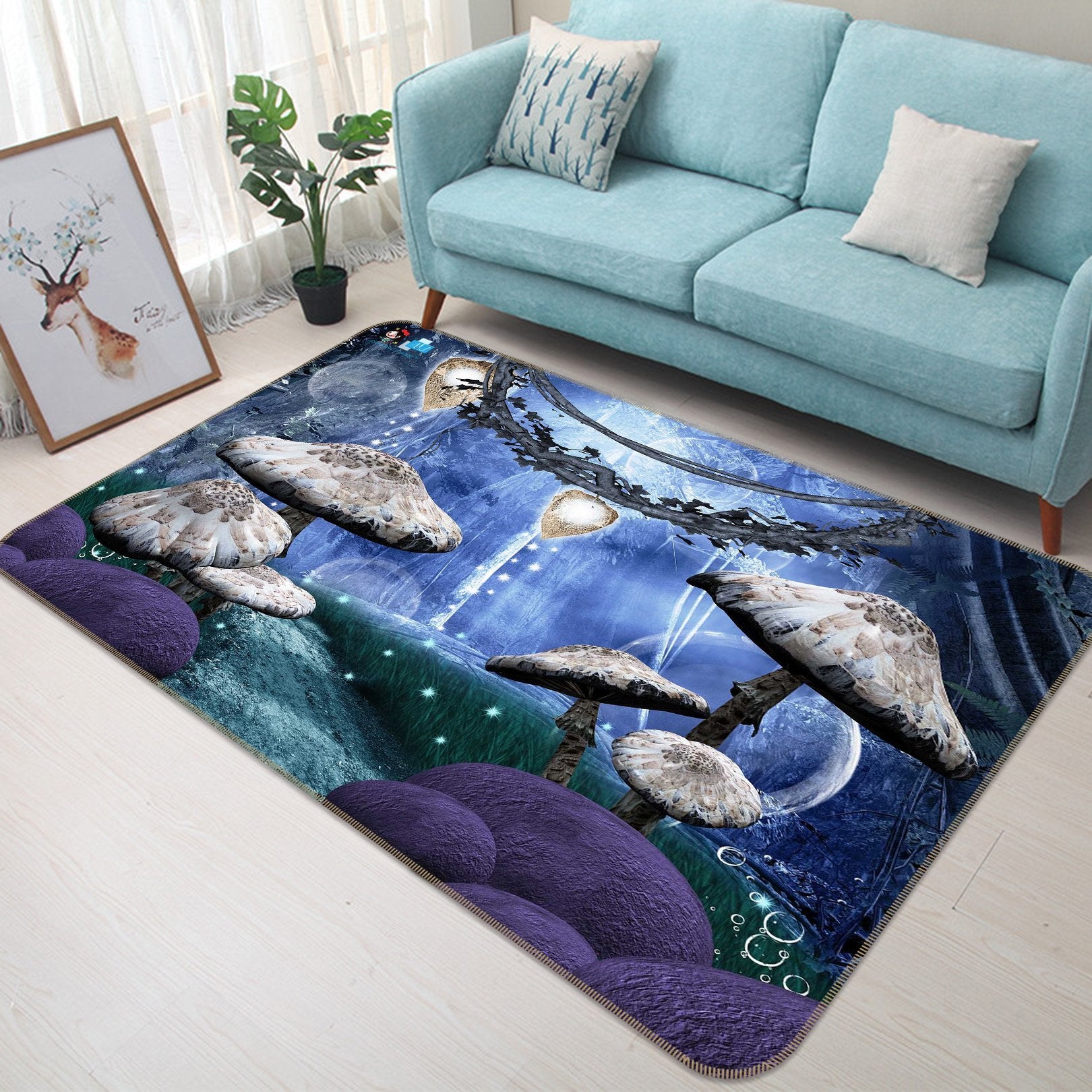 3D Firefly Mushroom 706 Non Slip Rug Mat Mat AJ Creativity Home