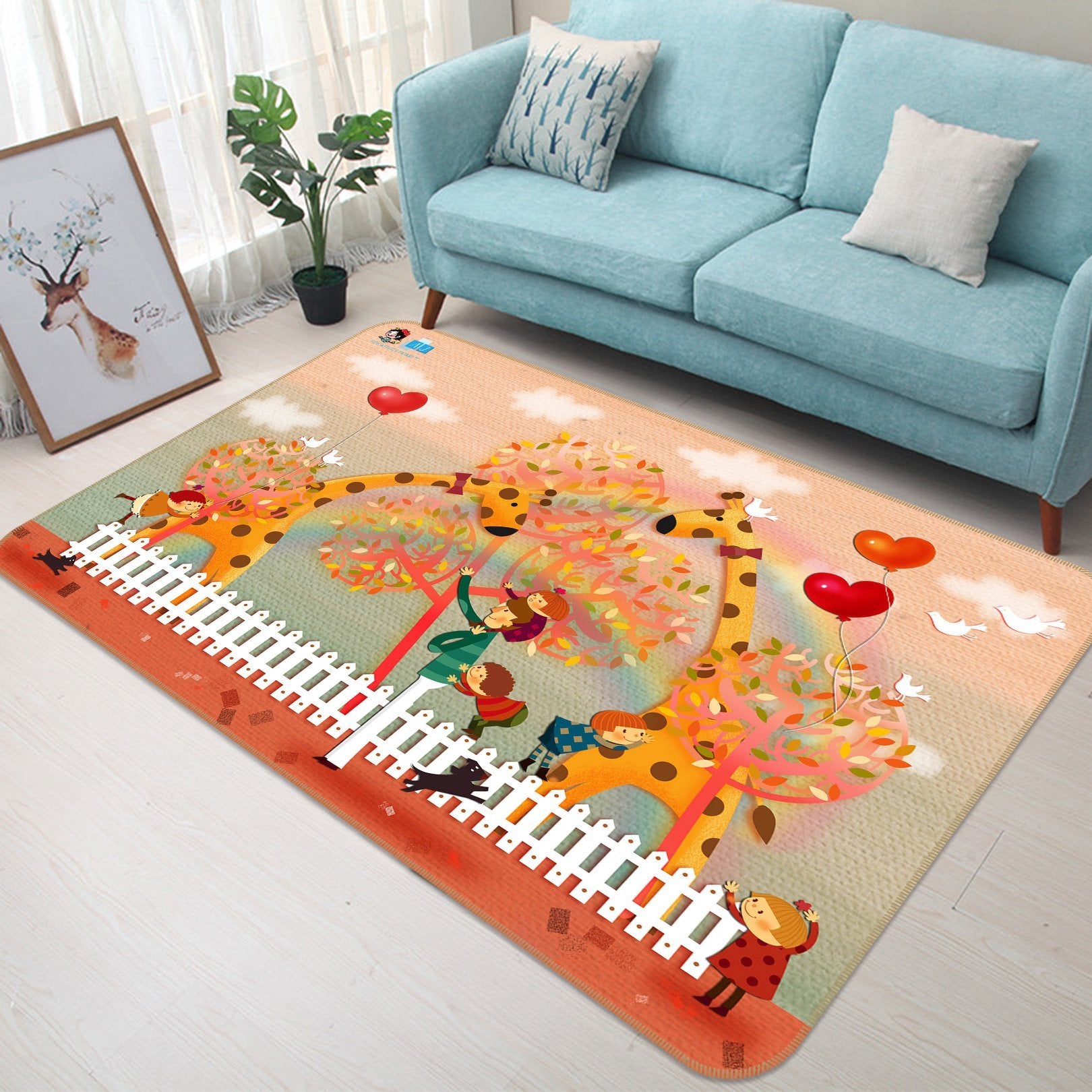 3D Cartoon Giraffe 744 Non Slip Rug Mat Mat AJ Creativity Home