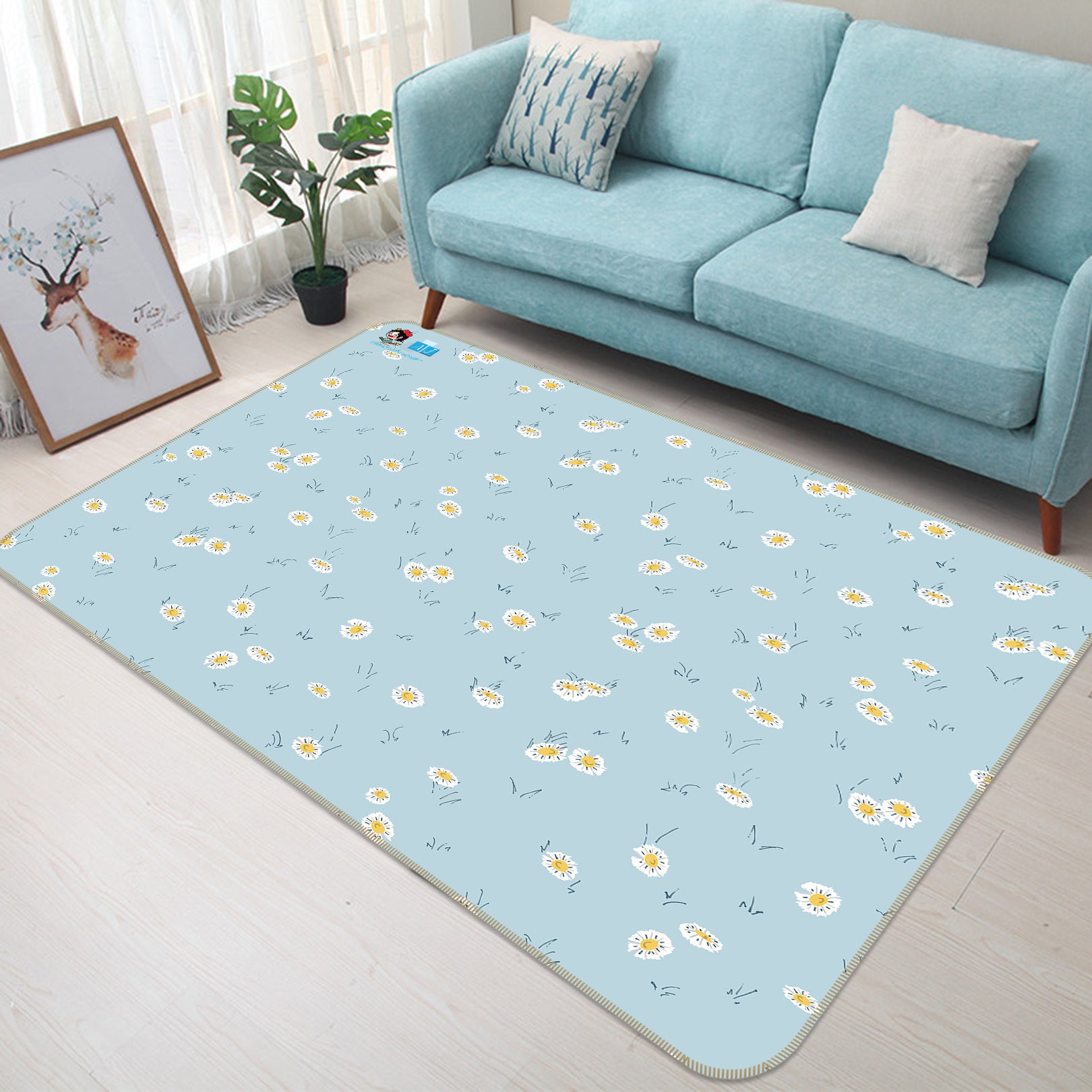 3D Small Daisy Pattern 107115 Kashmira Jayaprakash Rug Non Slip Rug Mat