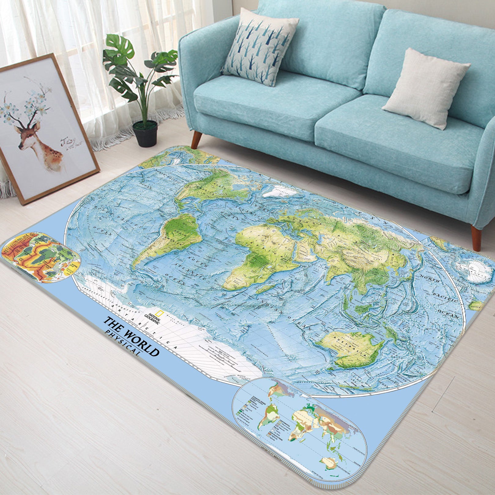 3D Sea Island 324 World Map Non Slip Rug Mat