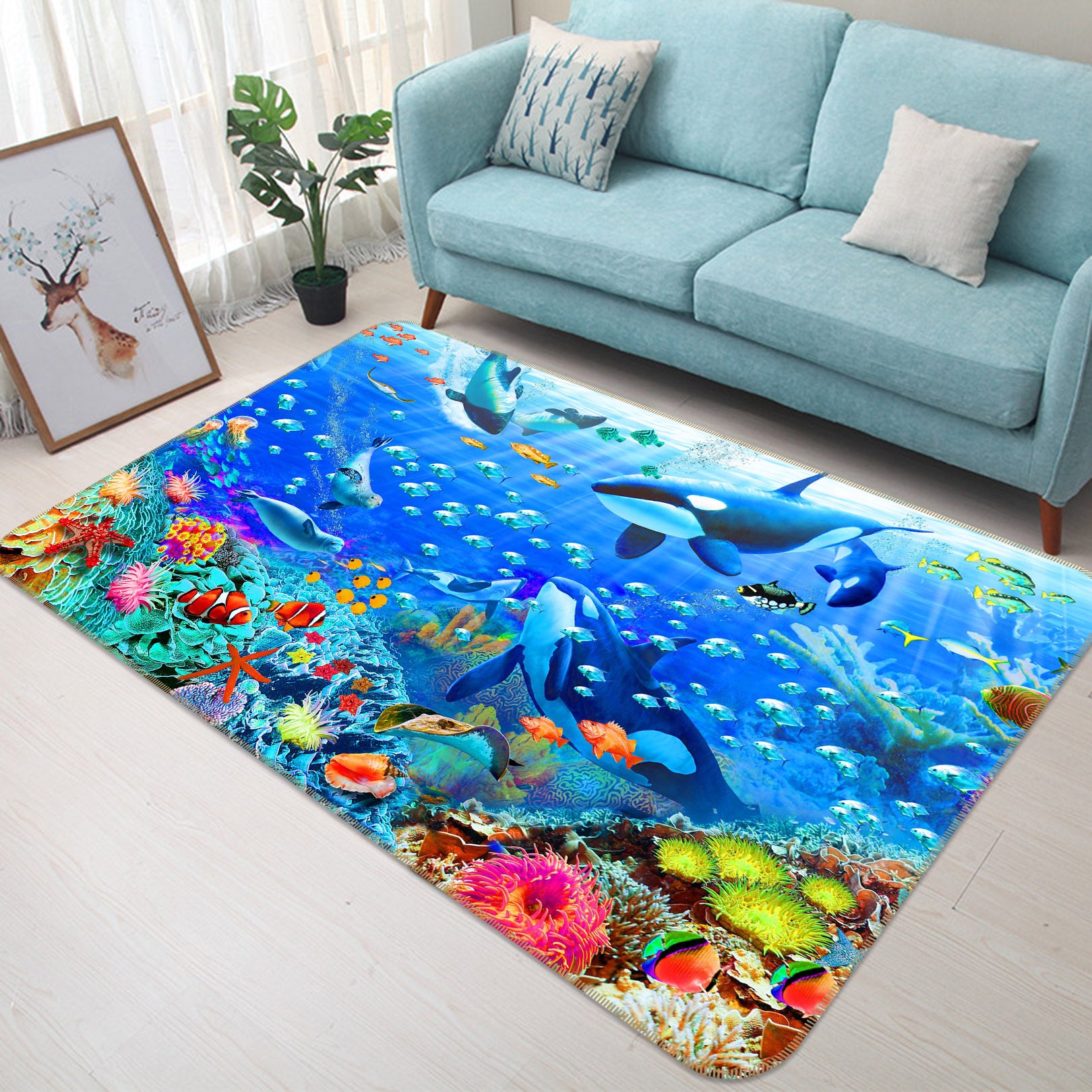 3D The Underwater World 1060 Adrian Chesterman Rug Non Slip Rug Mat