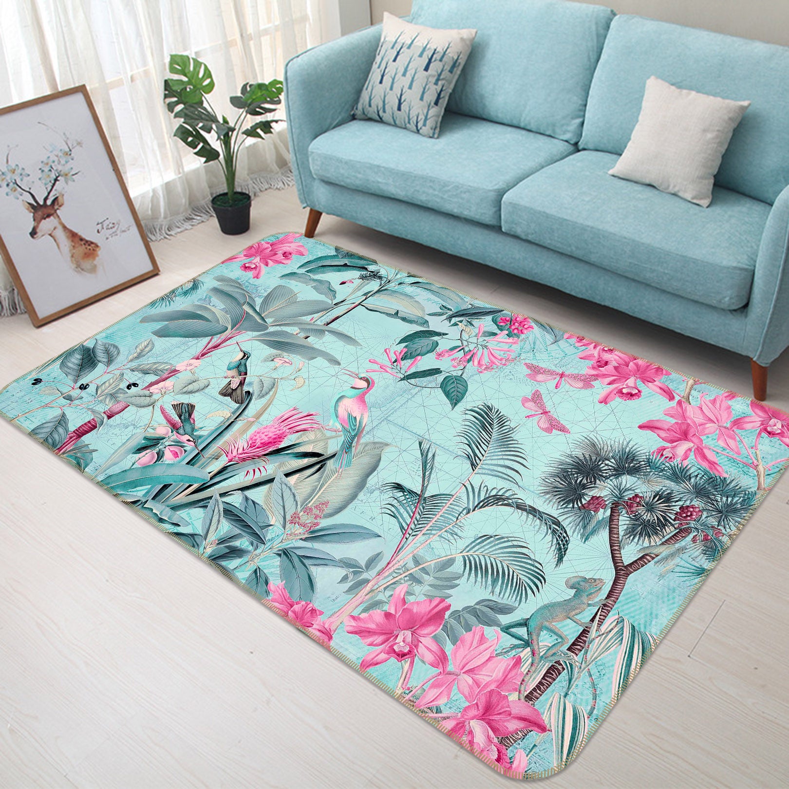 3D Flowers Birds 1026 Andrea haase Rug Non Slip Rug Mat