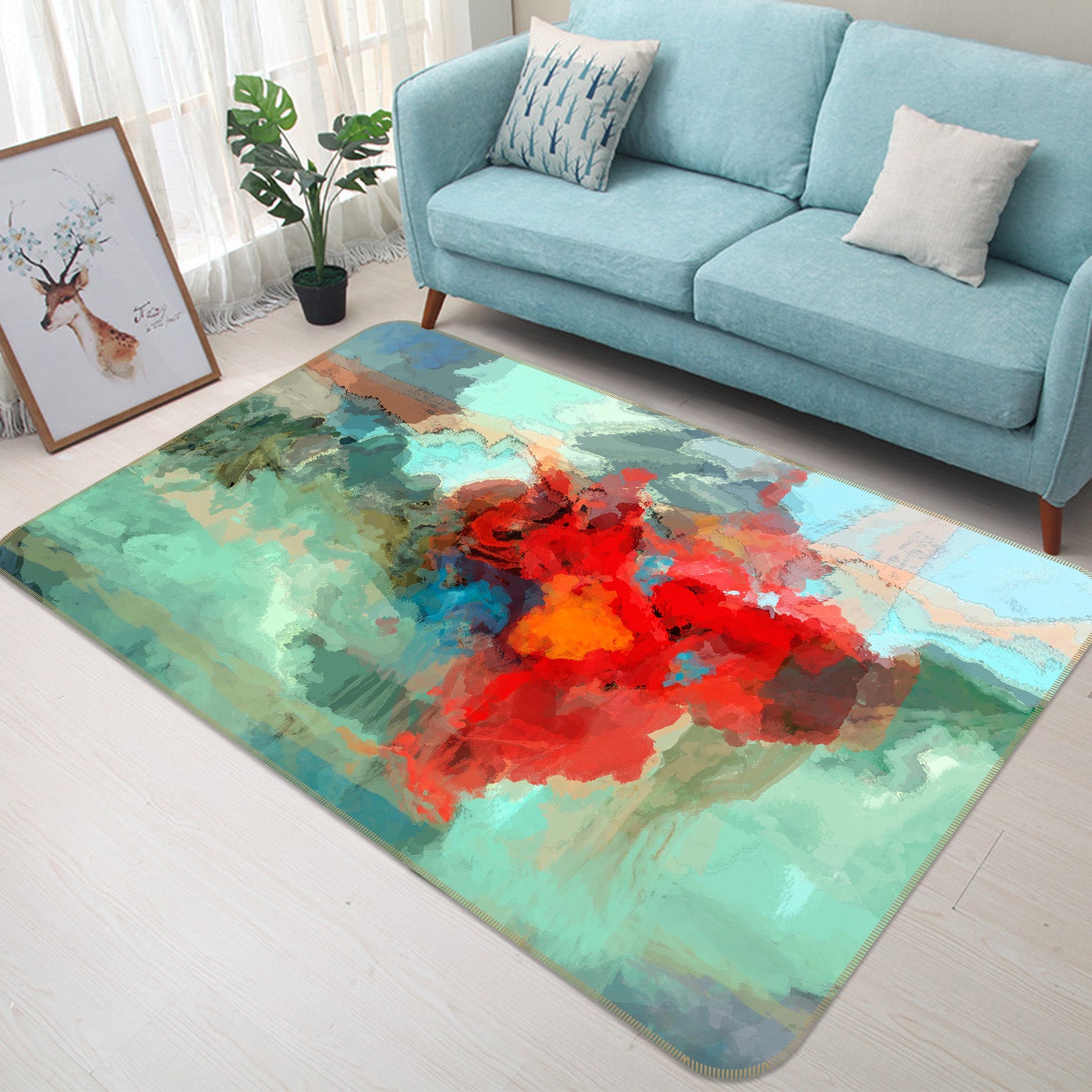 3D Red Pattern 1042 Michael Tienhaara Rug Non Slip Rug Mat