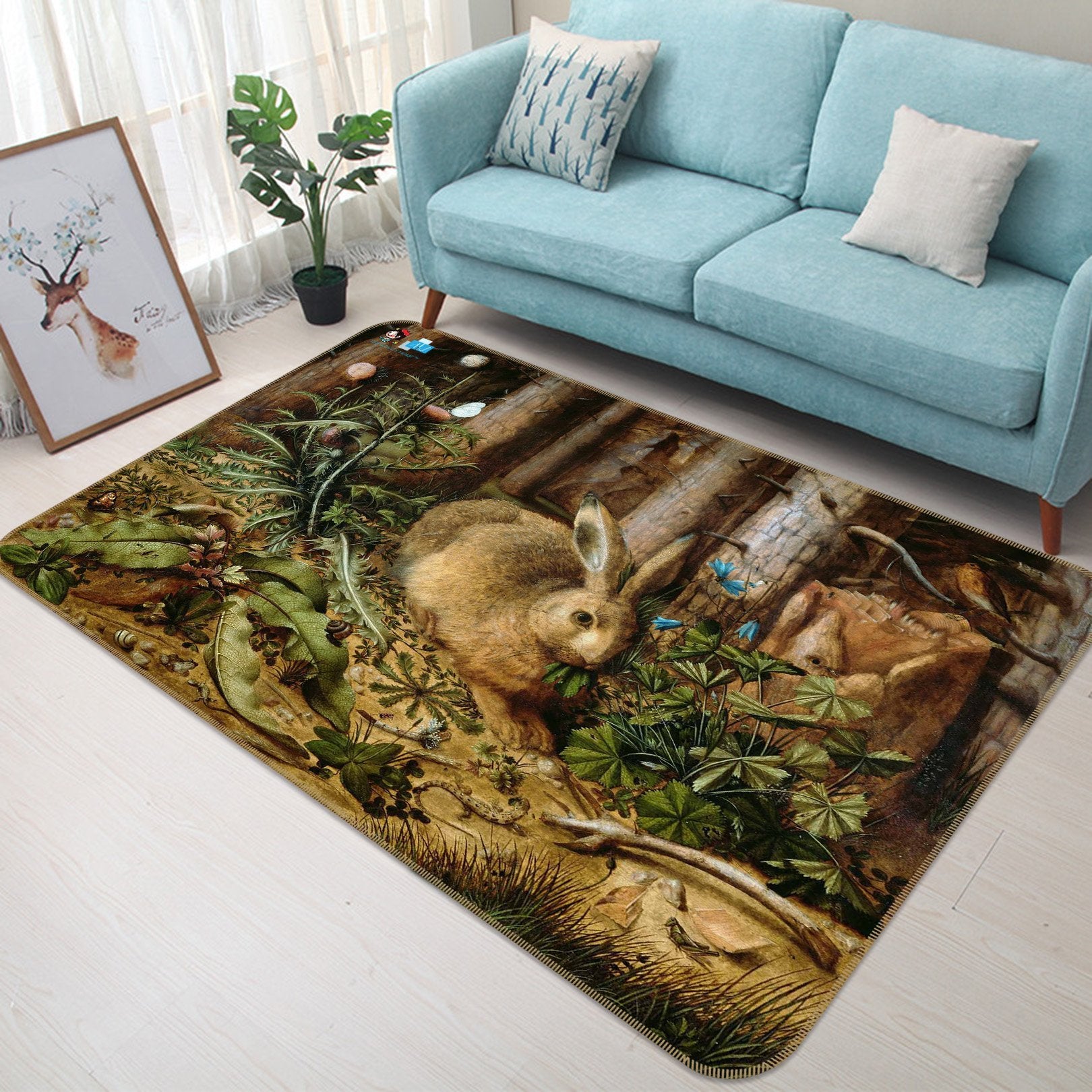 3D Rabbit Leaves 762 Non Slip Rug Mat Mat AJ Creativity Home