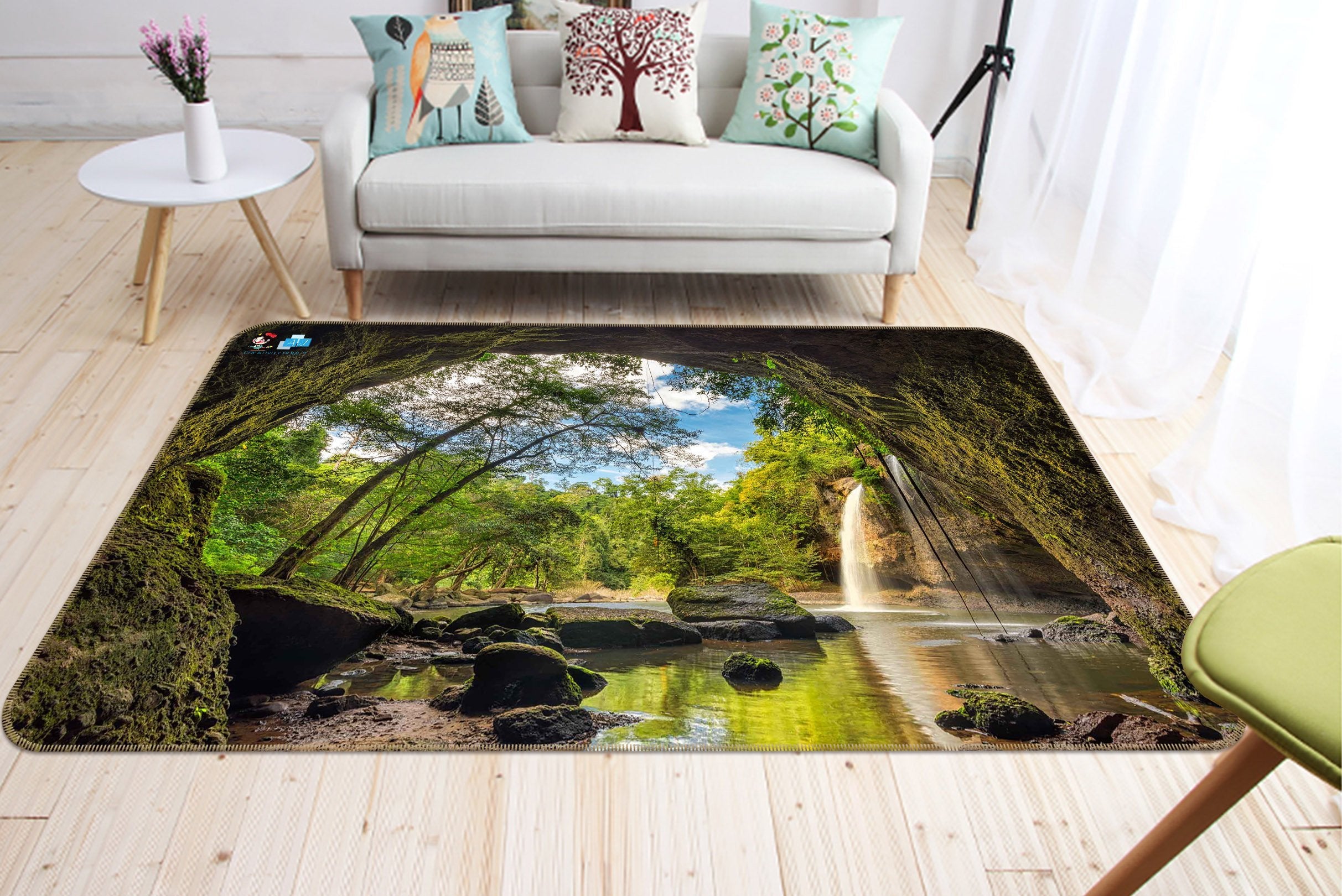 3D Cave Waterfall 467 Non Slip Rug Mat Mat AJ Creativity Home