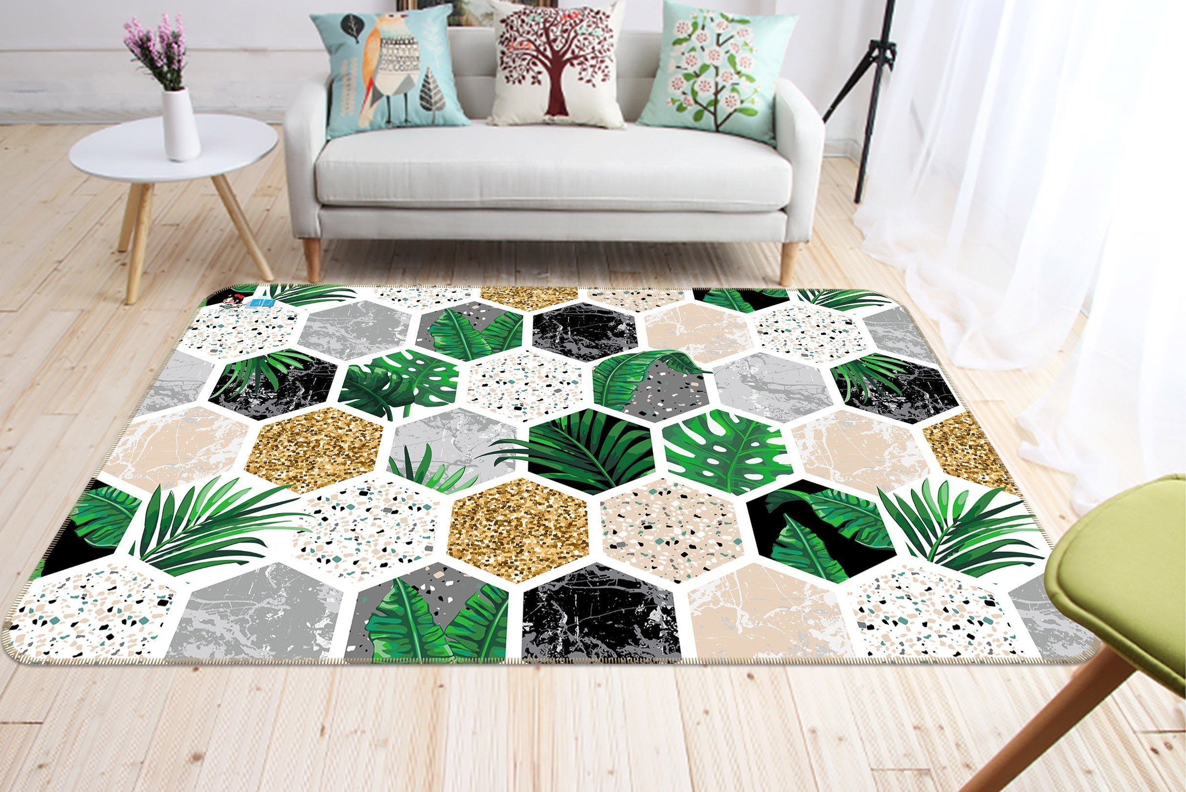 3D Hexagonal Plant Pattern 71 Non Slip Rug Mat Mat AJ Creativity Home
