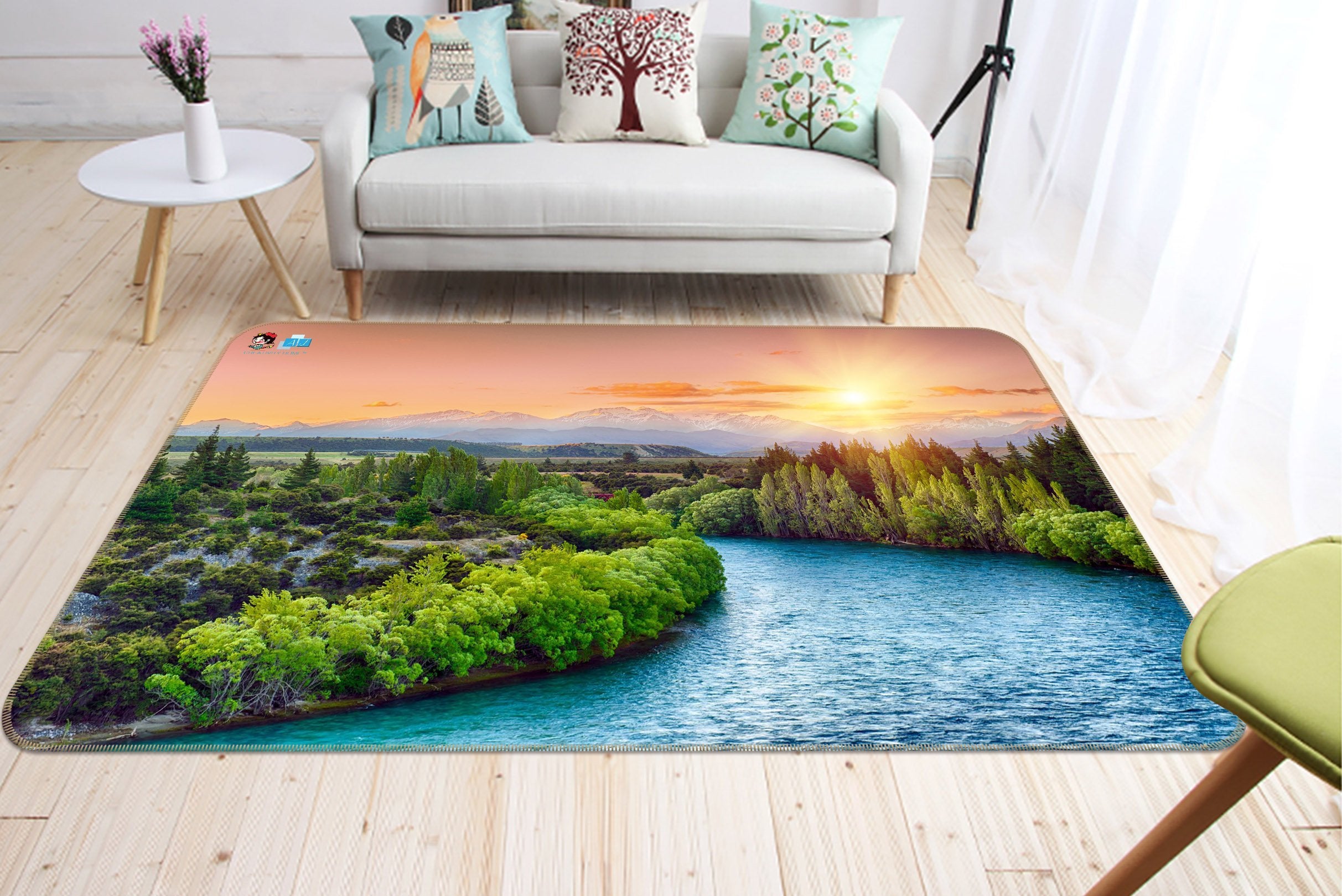 3D Sunset Lake Grass 418 Non Slip Rug Mat Mat AJ Creativity Home