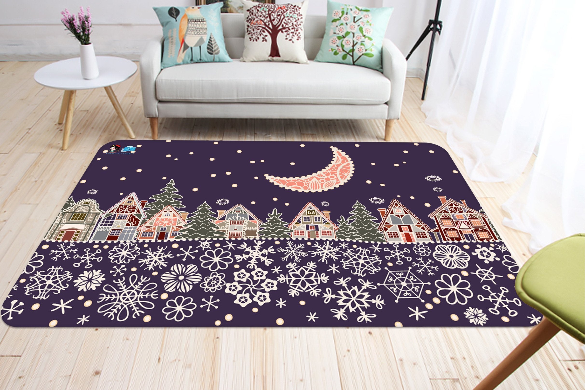 3D Snowflake Pattern Lace 033 Non Slip Rug Mat Mat AJ Creativity Home