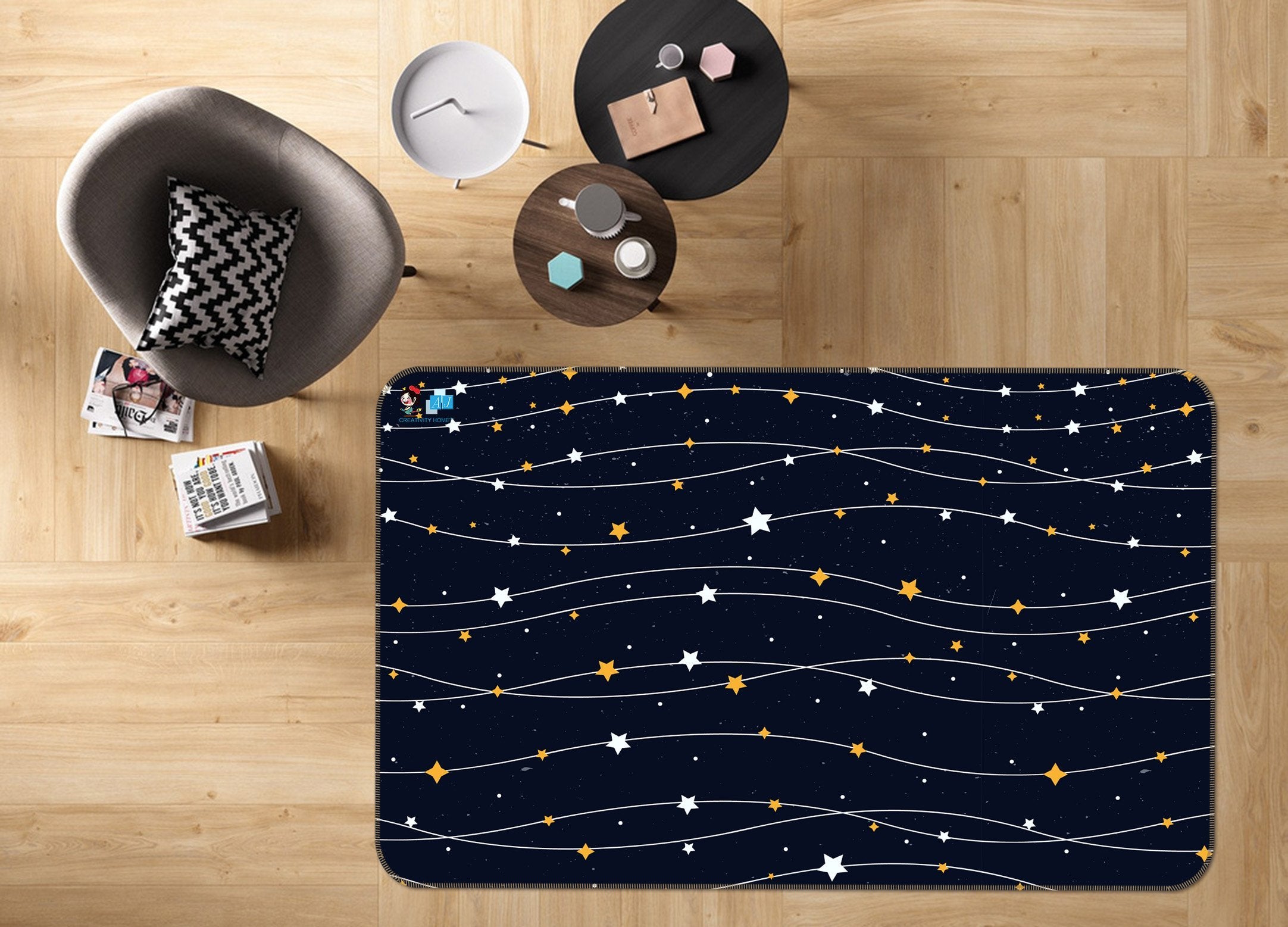 3D Pentagram Line 015 Non Slip Rug Mat Mat AJ Creativity Home