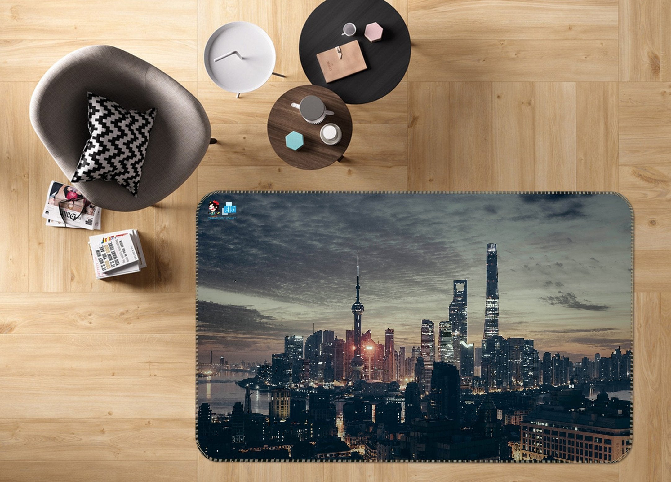 3D Dark Cloud City 237 Non Slip Rug Mat Mat AJ Creativity Home