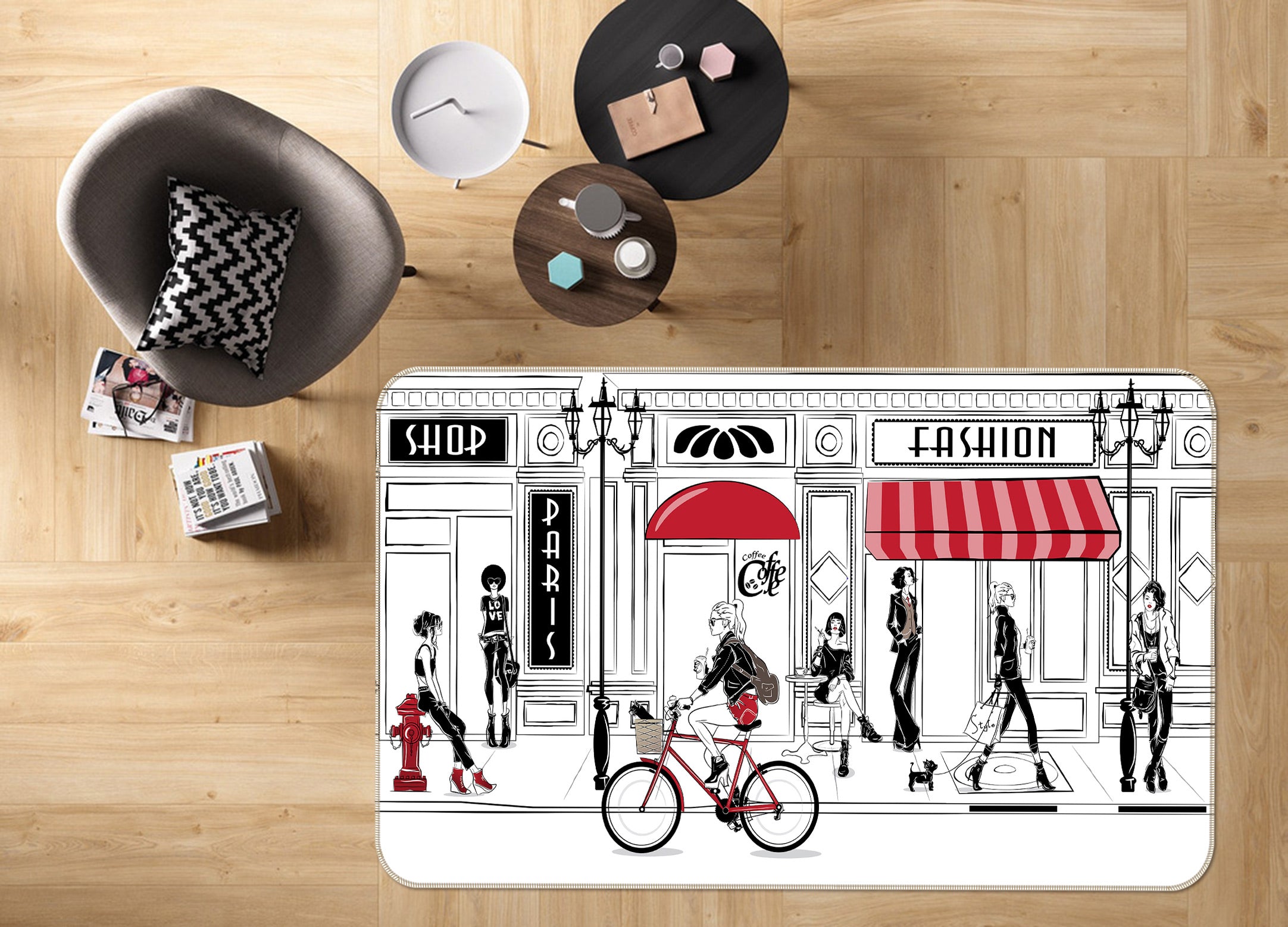 3D Bicycle Woman 1054 Non Slip Rug Mat